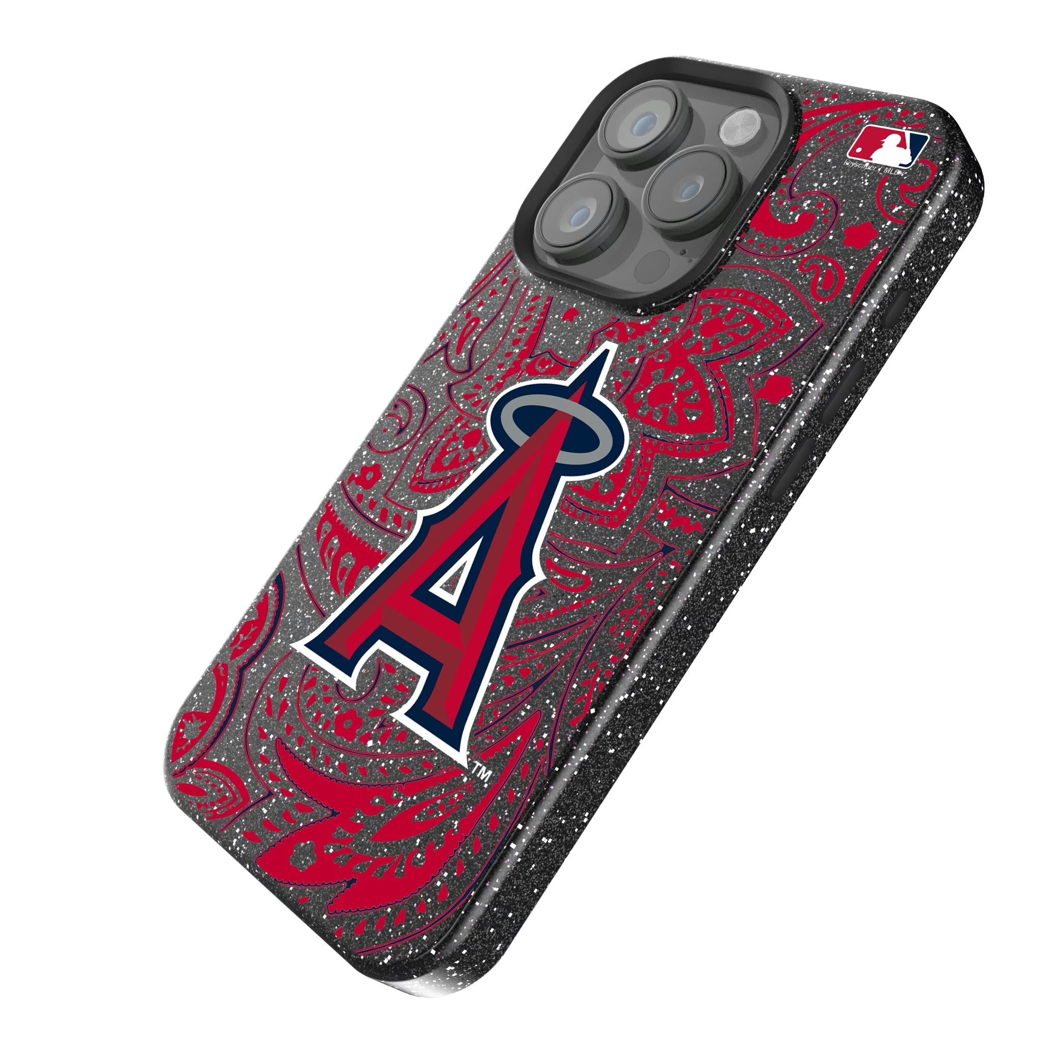 Los Angeles Angels Paisley iPhone Bling Phone Case for Apple iPhone - Isometric View