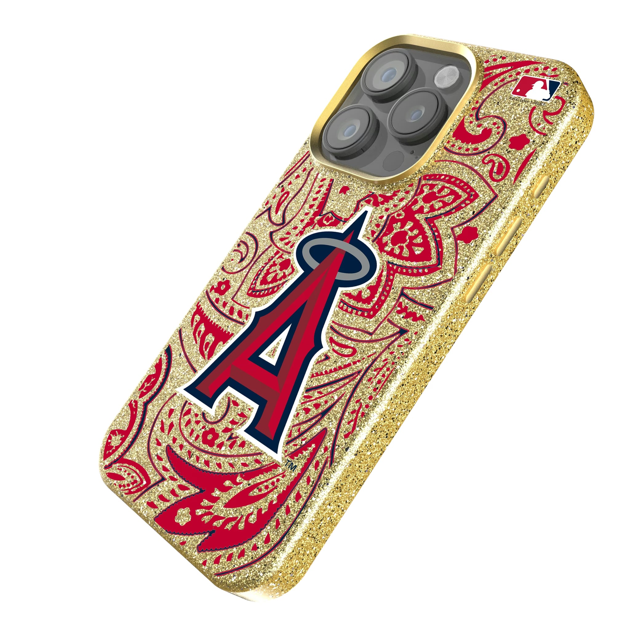Los Angeles Angels Paisley iPhone Bling Phone Case for Apple iPhone - Isometric View