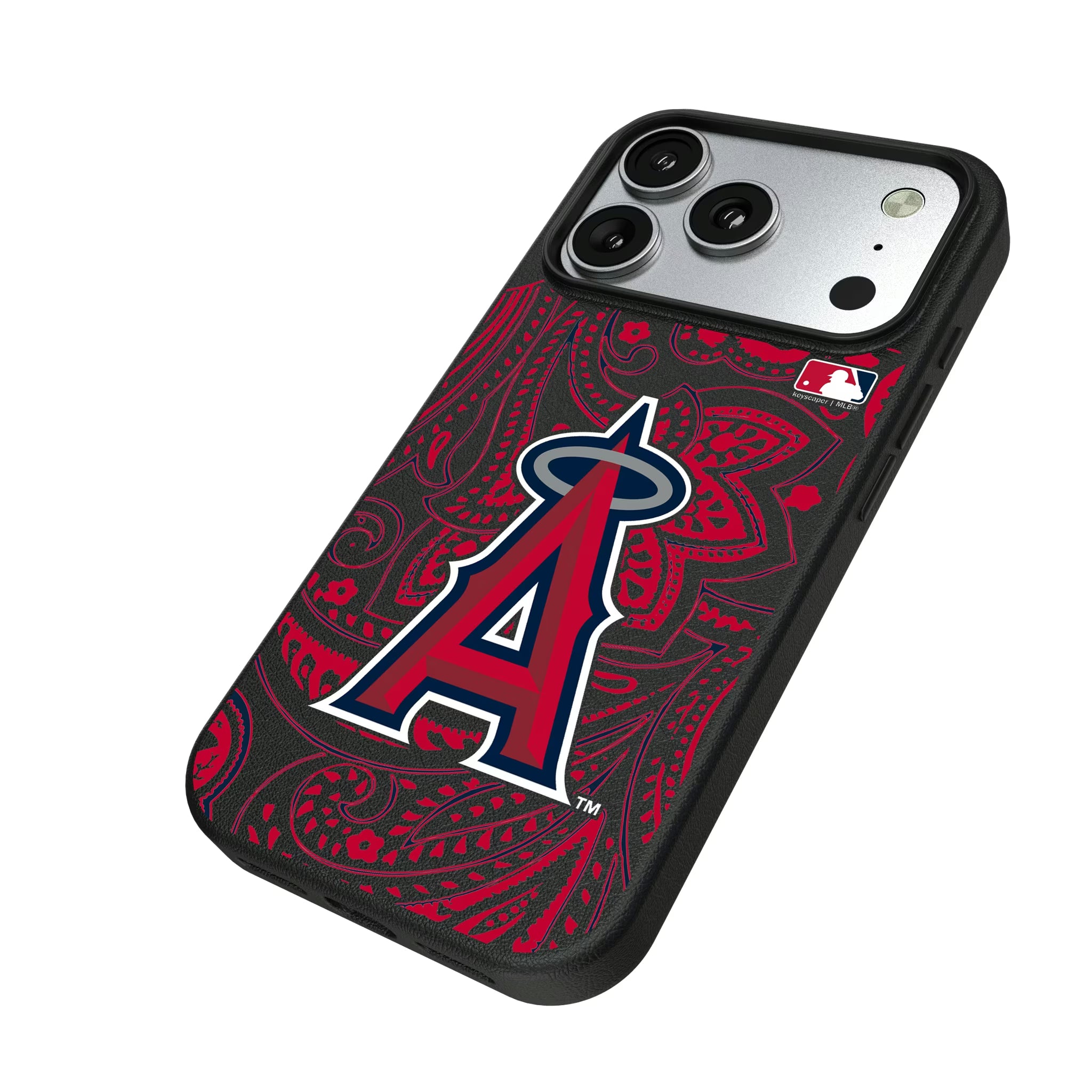 Los Angeles Angels Paisley iPhone MagSafe Compatible Phone Case for Apple iPhone - Isometric View#Device_iPhone 17 Pro