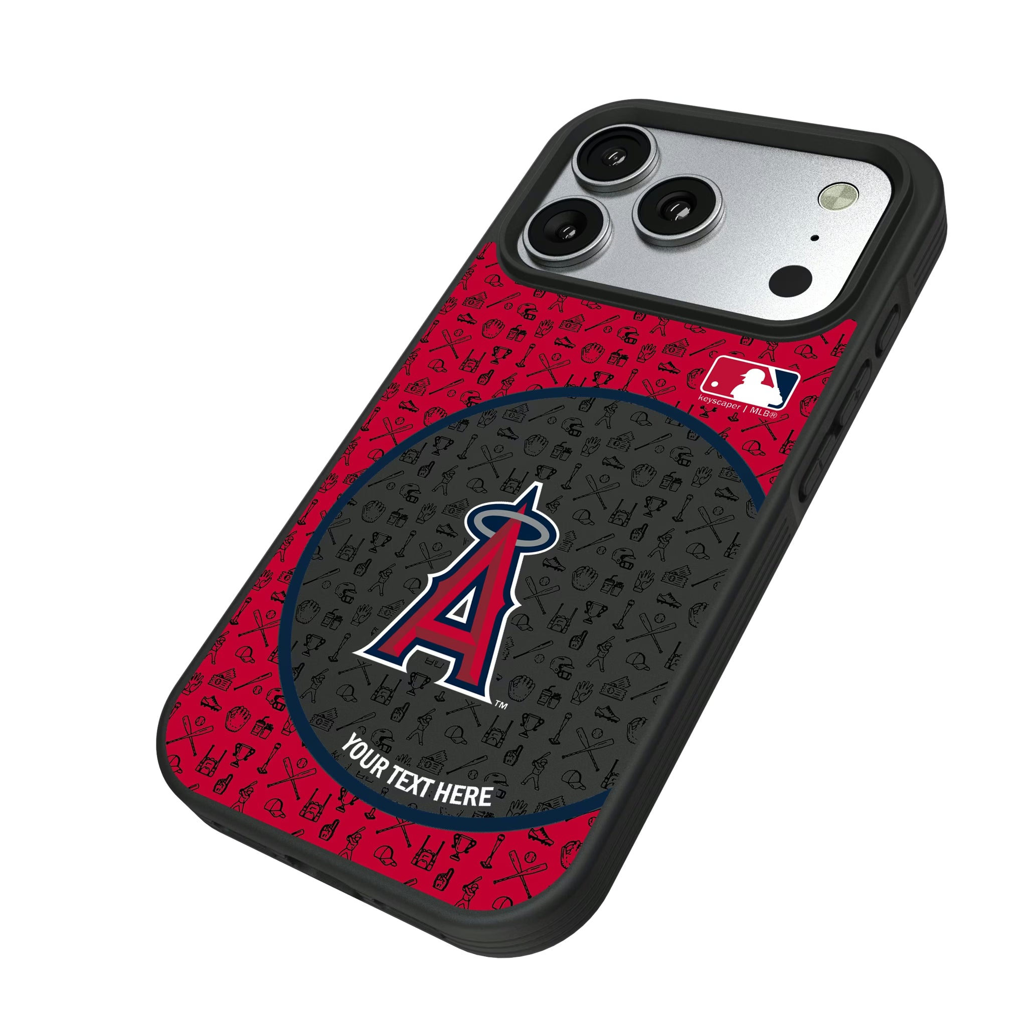 Los Angeles Angels Personalized Circle iPhone Bump Phone Case for Apple iPhone - Isometric View#Device_iPhone 17 Pro
