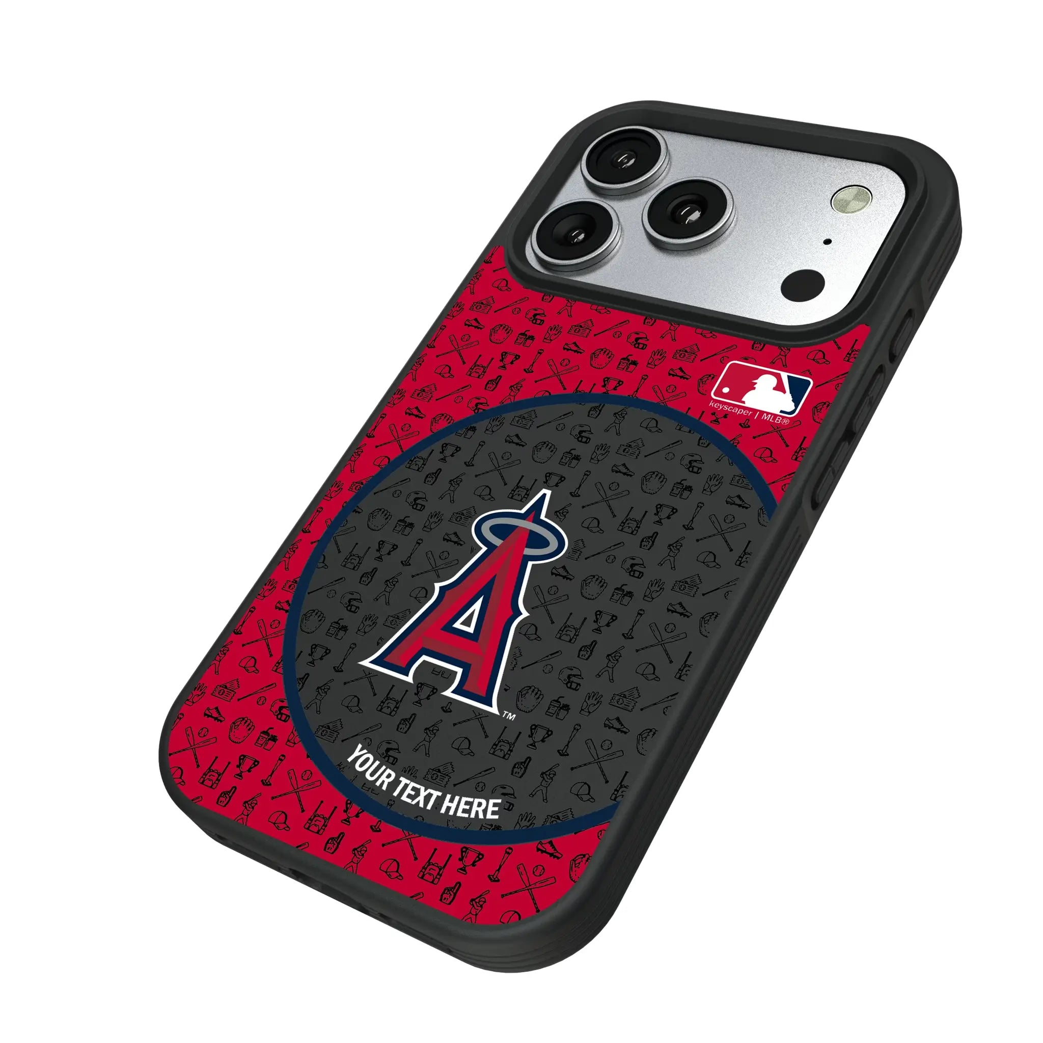 Los Angeles Angels Personalized Circle iPhone Bump Phone Case for Apple iPhone - Isometric View#Device_iPhone 17 Pro