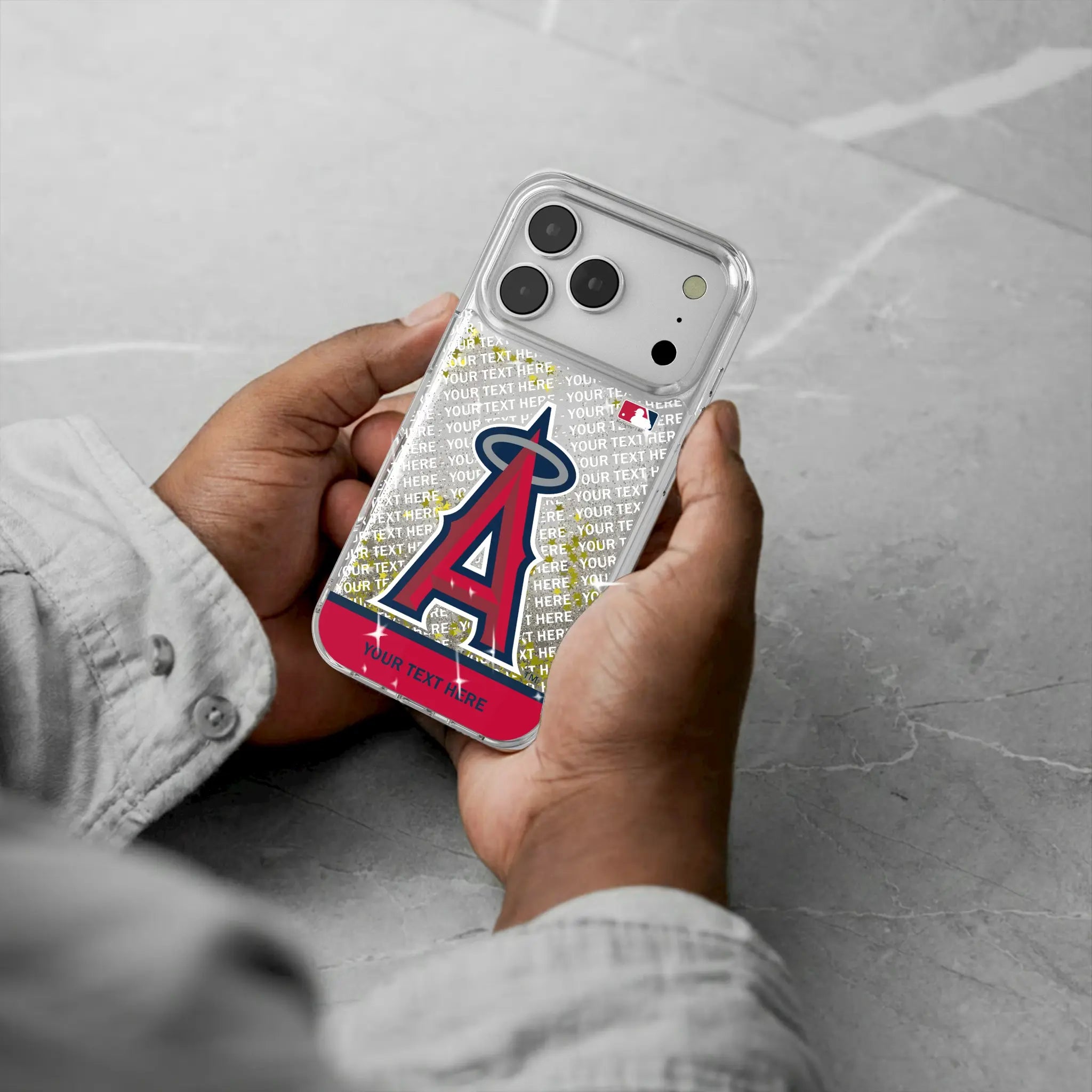 Los Angeles Angels Personalized EndZone Plus iPhone Glitter Phone Case for Apple iPhone - Lifestyle#Device_iPhone 17 Pro