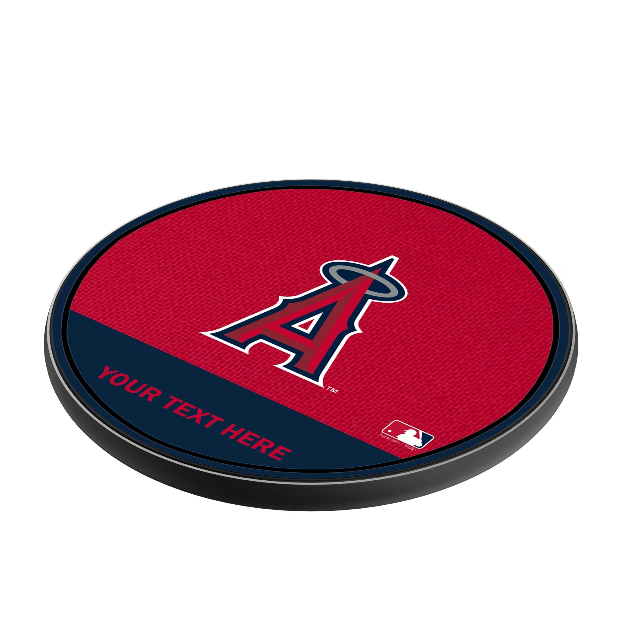 Los Angeles Angels Personalized Endzone Solid 15-Watt Wireless Charger - Isometric View