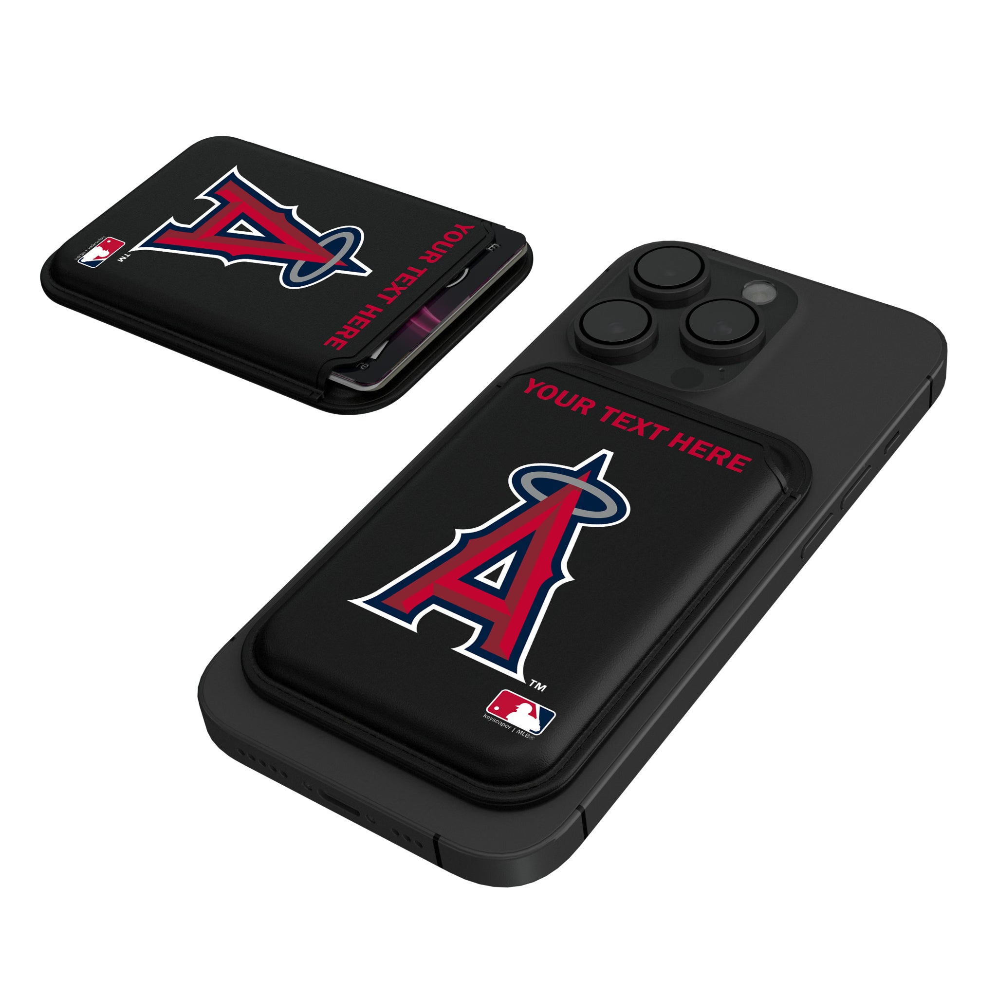Los Angeles Angels Personalized Insignia Black Magnetic Credit Card Wallet