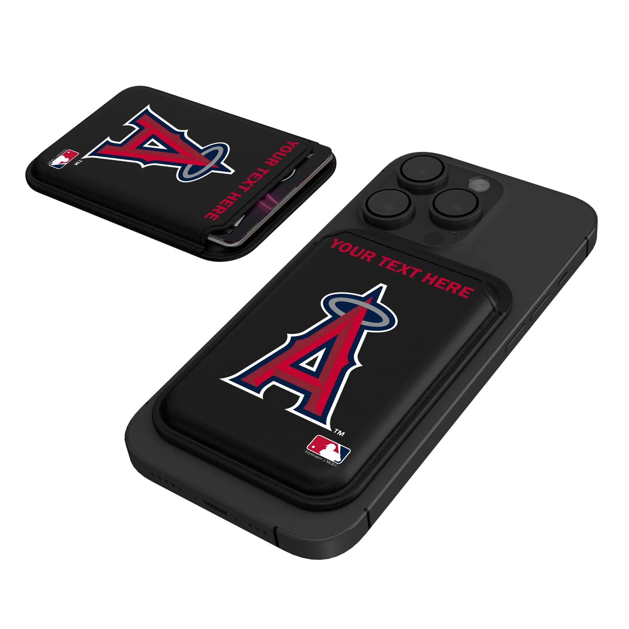 Los Angeles Angels Personalized Insignia Black Magnetic Credit Card Wallet