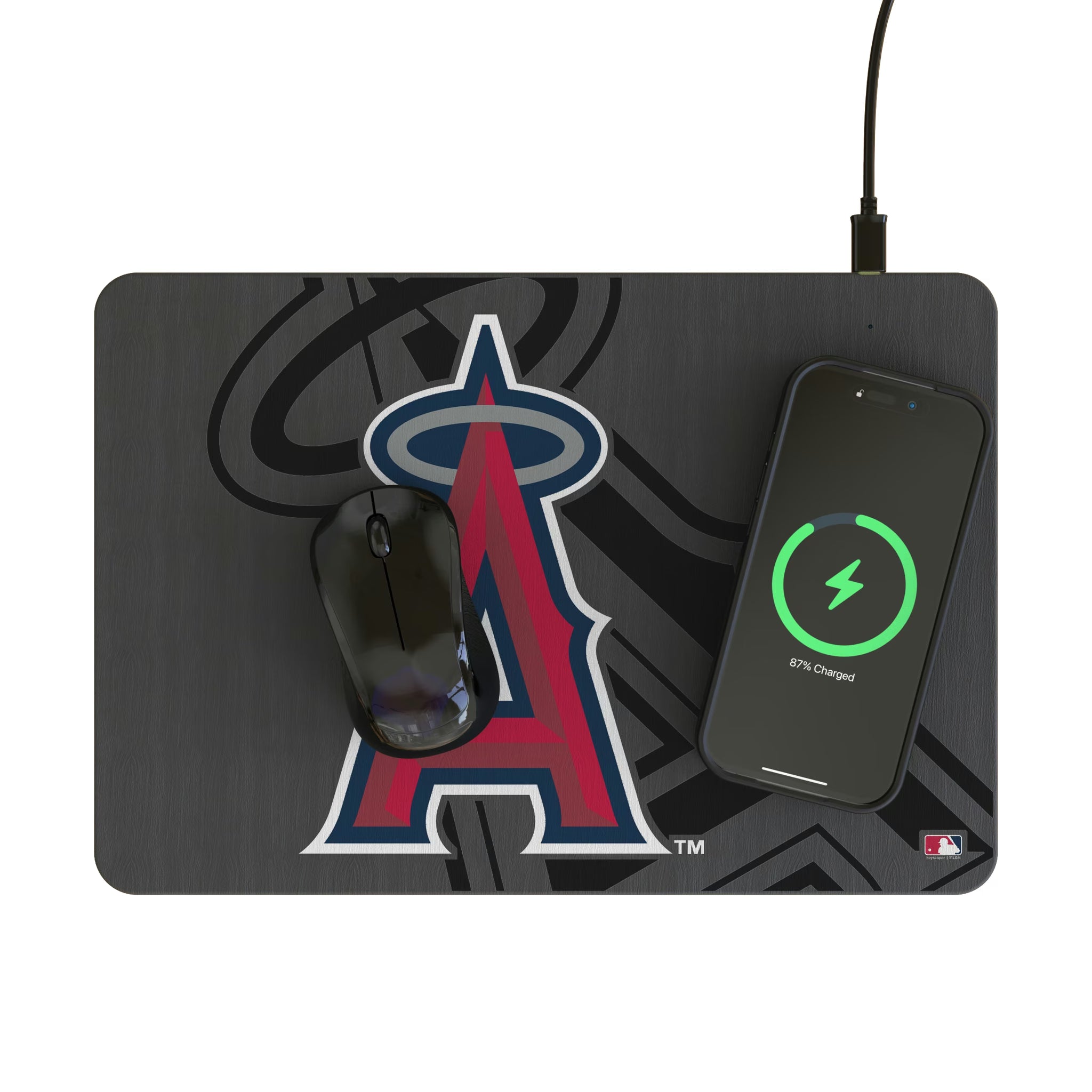 Los Angeles Angels Personalized Tilt 15-Watt Wireless Charger and Mouse Pad - Lifestyle