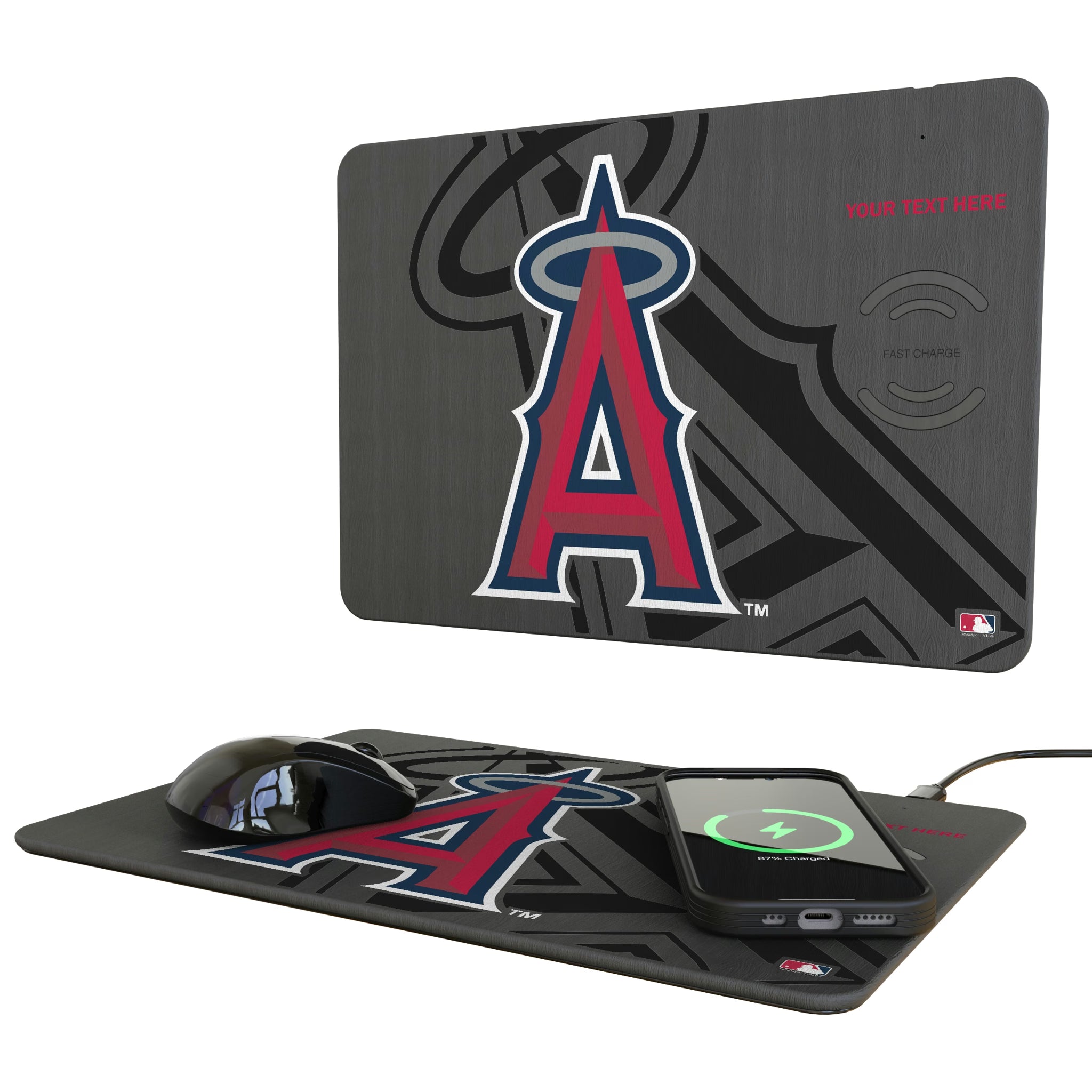 Los Angeles Angels Personalized Tilt 15-Watt Wireless Charger and Mouse Pad