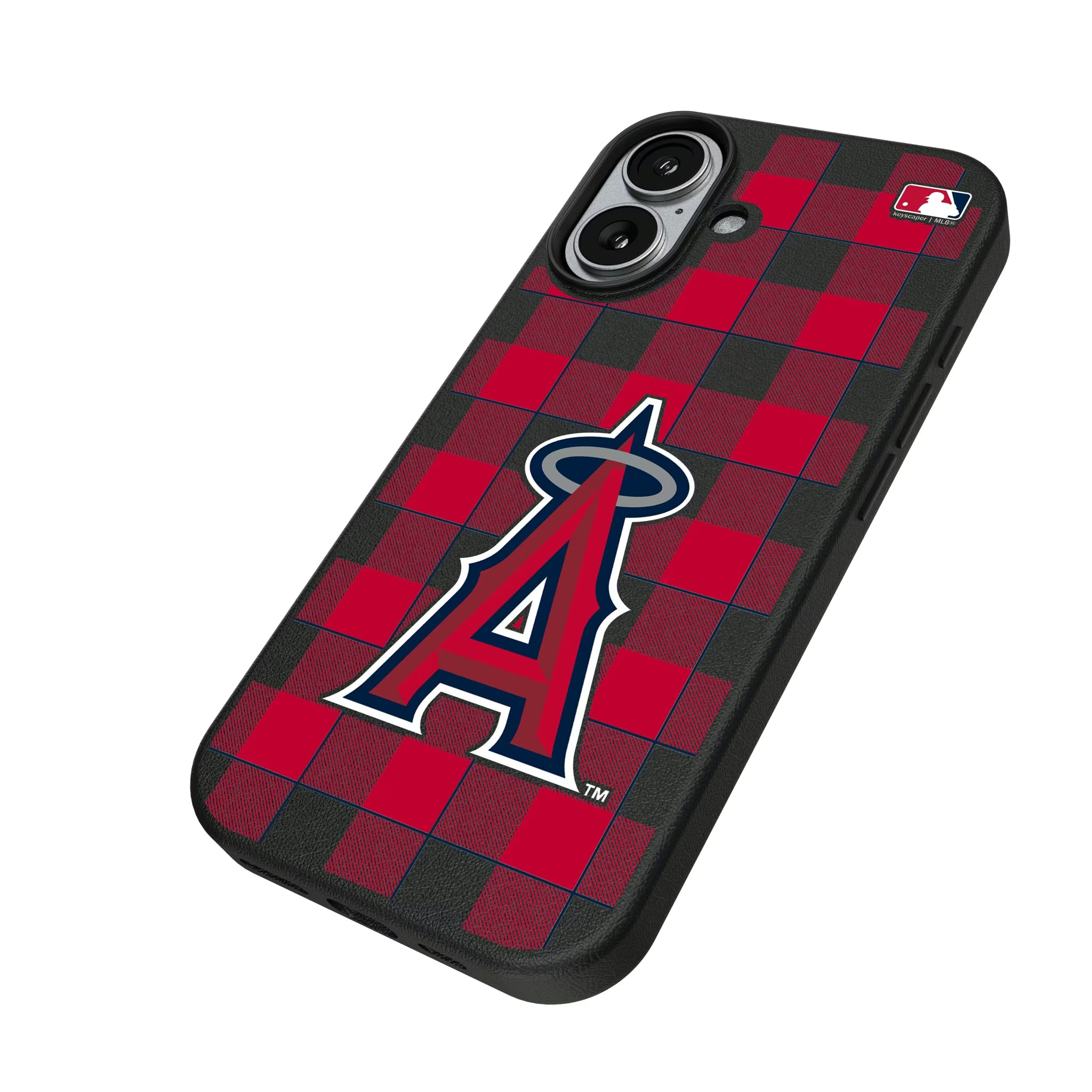 Los Angeles Angels Plaid iPhone MagSafe Compatible Phone Case for Apple iPhone - Isometric View#Device_iPhone 17