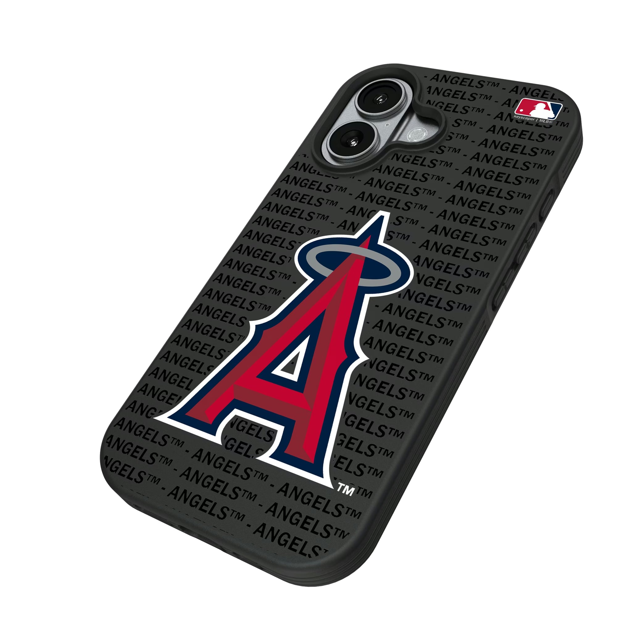 Los Angeles Angels Text Backdrop iPhone Bump Phone Case for Apple iPhone - Isometric View#Device_iPhone 17