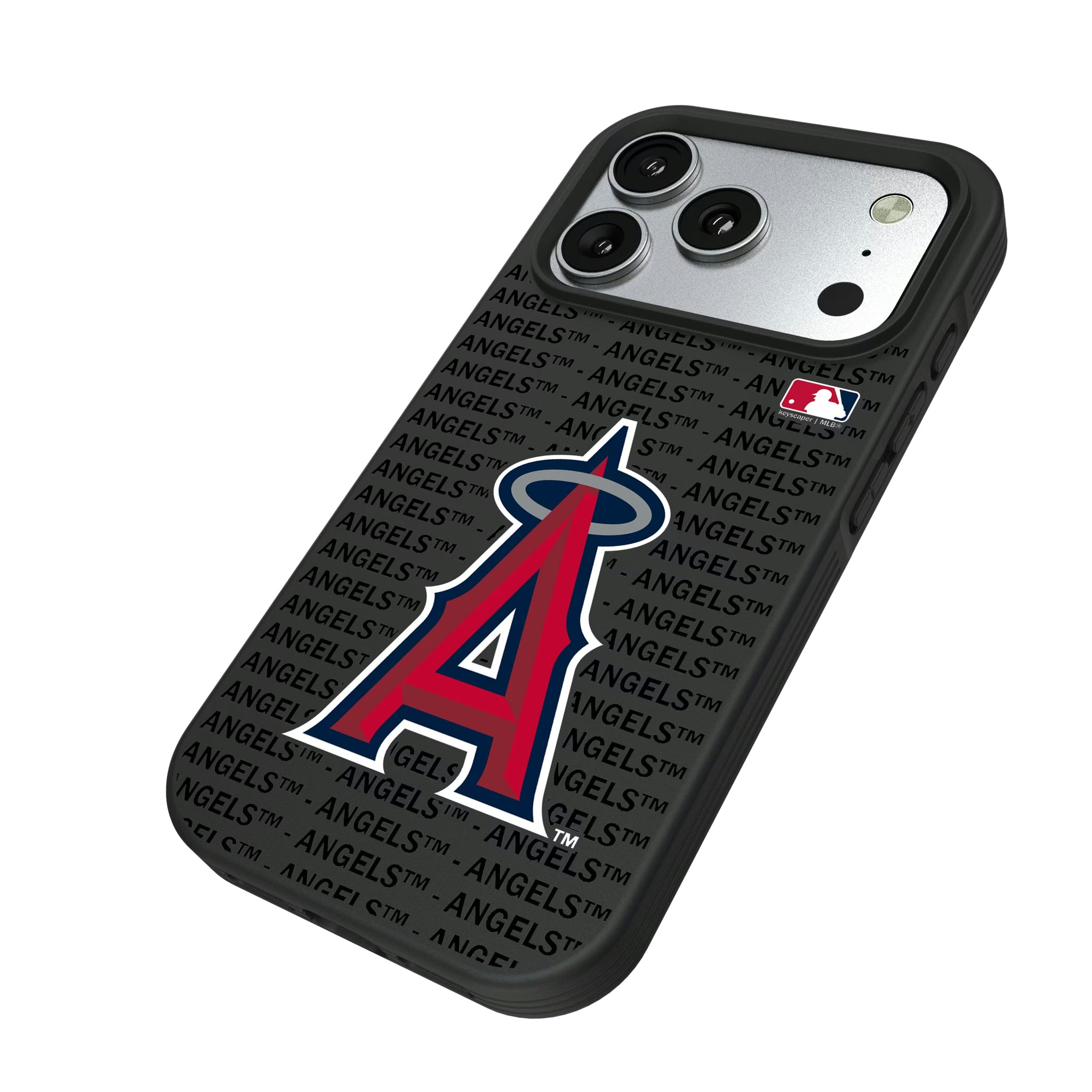 Los Angeles Angels Text Backdrop iPhone Bump Phone Case for Apple iPhone - Isometric View#Device_iPhone 17 Pro
