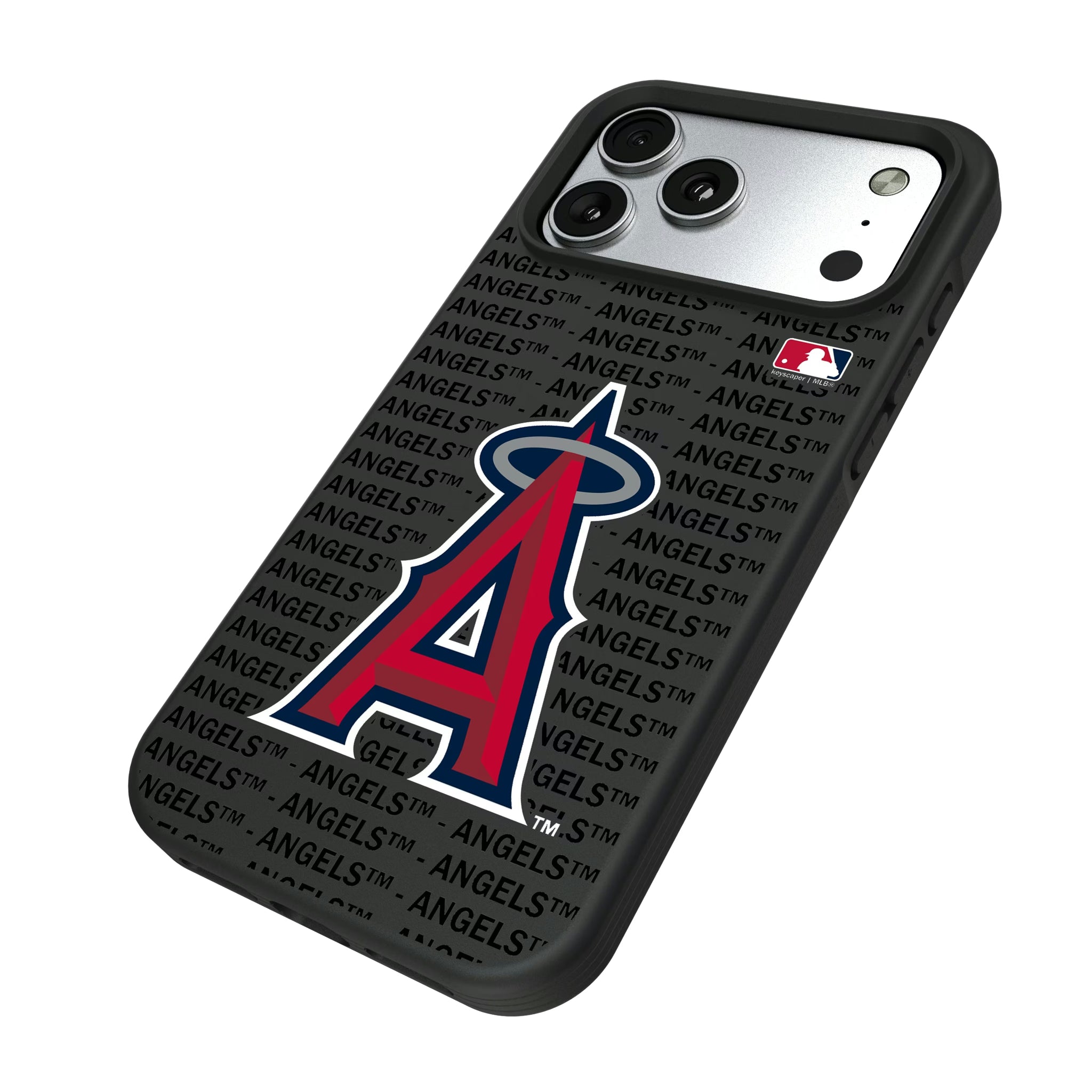 Los Angeles Angels Text Backdrop iPhone Bump Phone Case for Apple iPhone - Isometric View#Device_iPhone 17 Pro Max