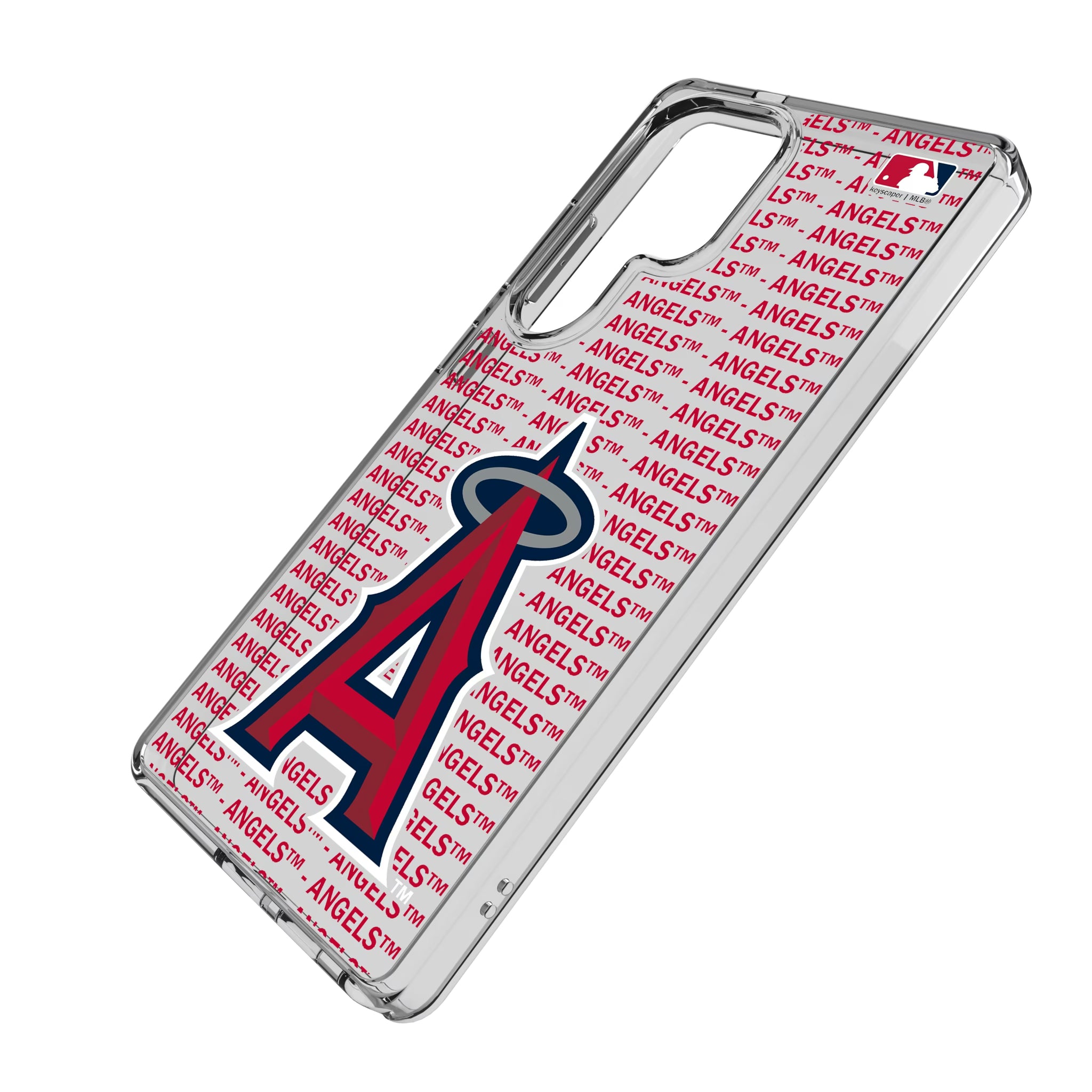Los Angeles Angels Text Backdrop Galaxy Clear Phone Case for Samsung Galaxy - Isometric View