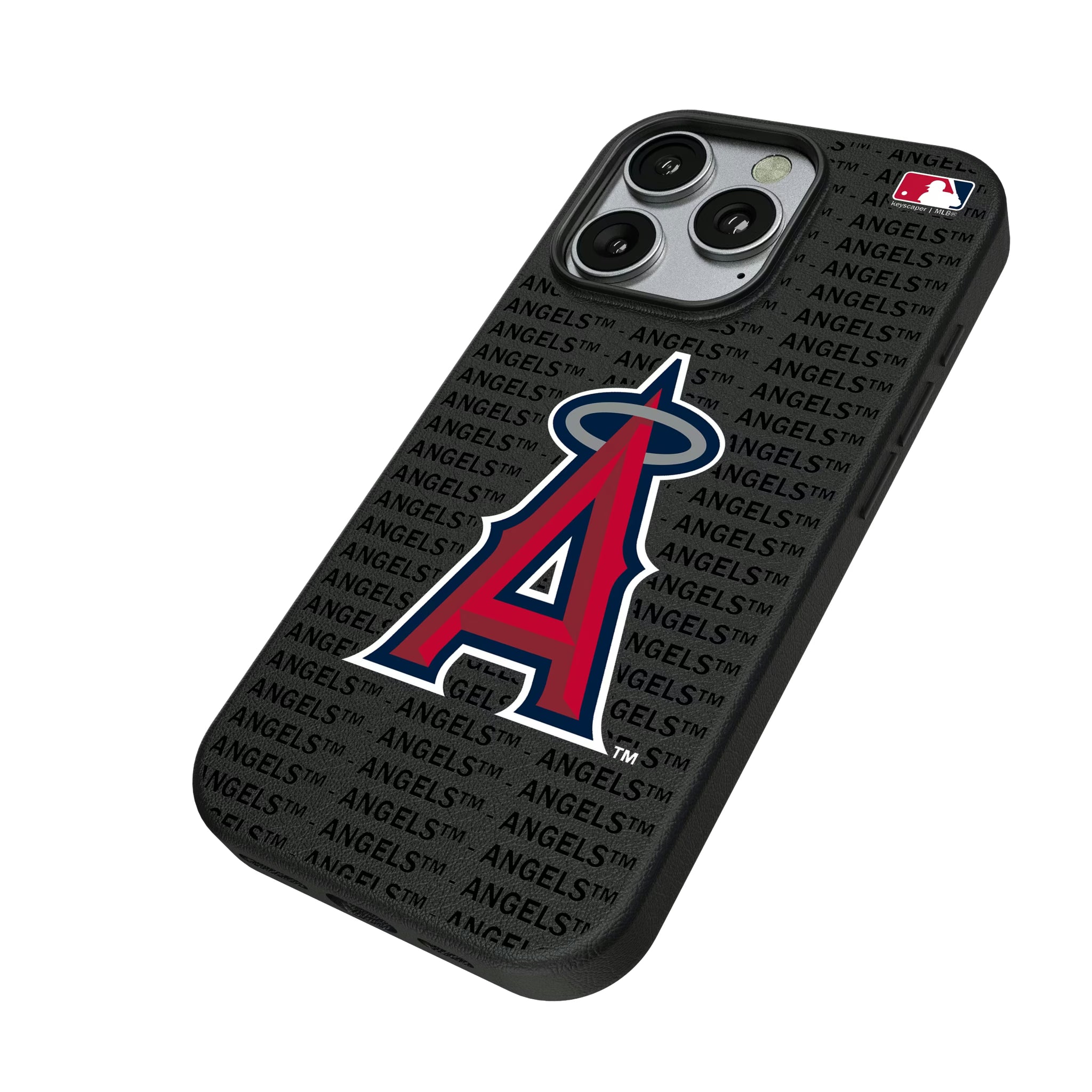 Los Angeles Angels Text Backdrop iPhone MagSafe Compatible Phone Case for Apple iPhone - Isometric View