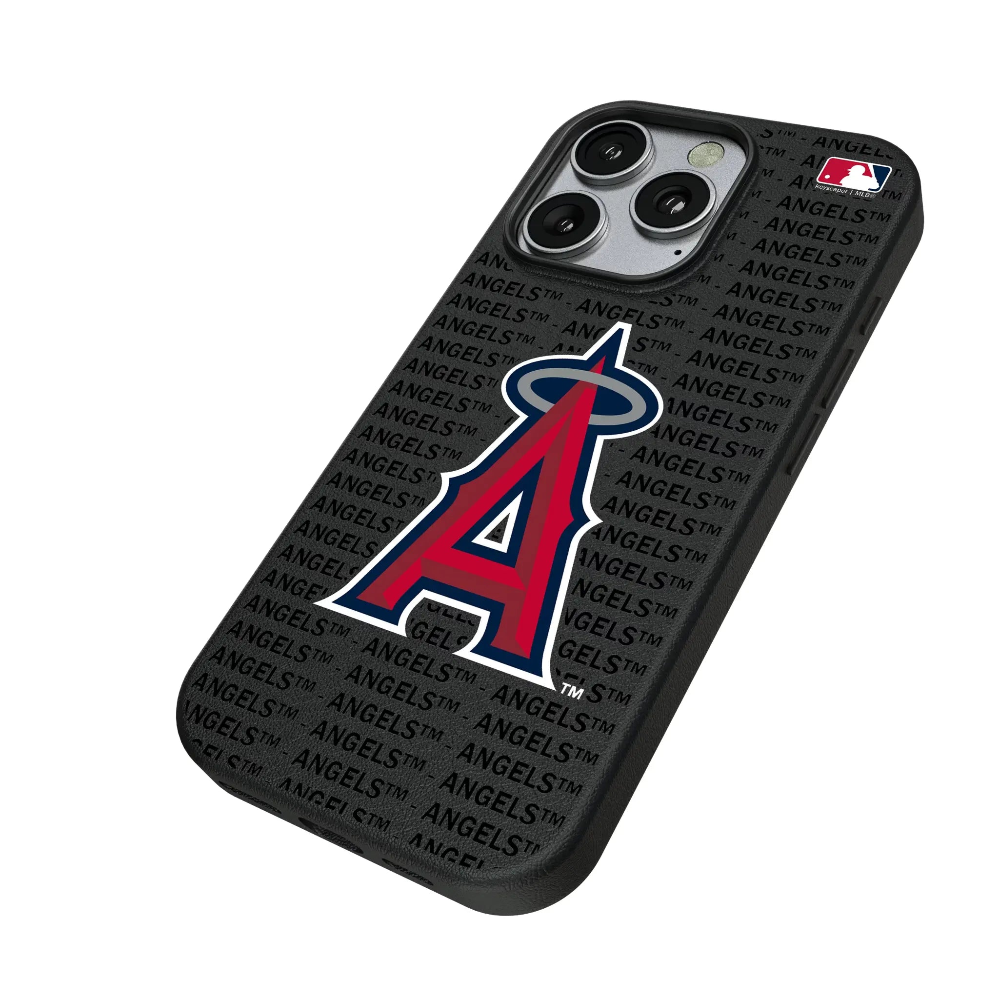 Los Angeles Angels Text Backdrop iPhone MagSafe Compatible Phone Case for Apple iPhone - Isometric View