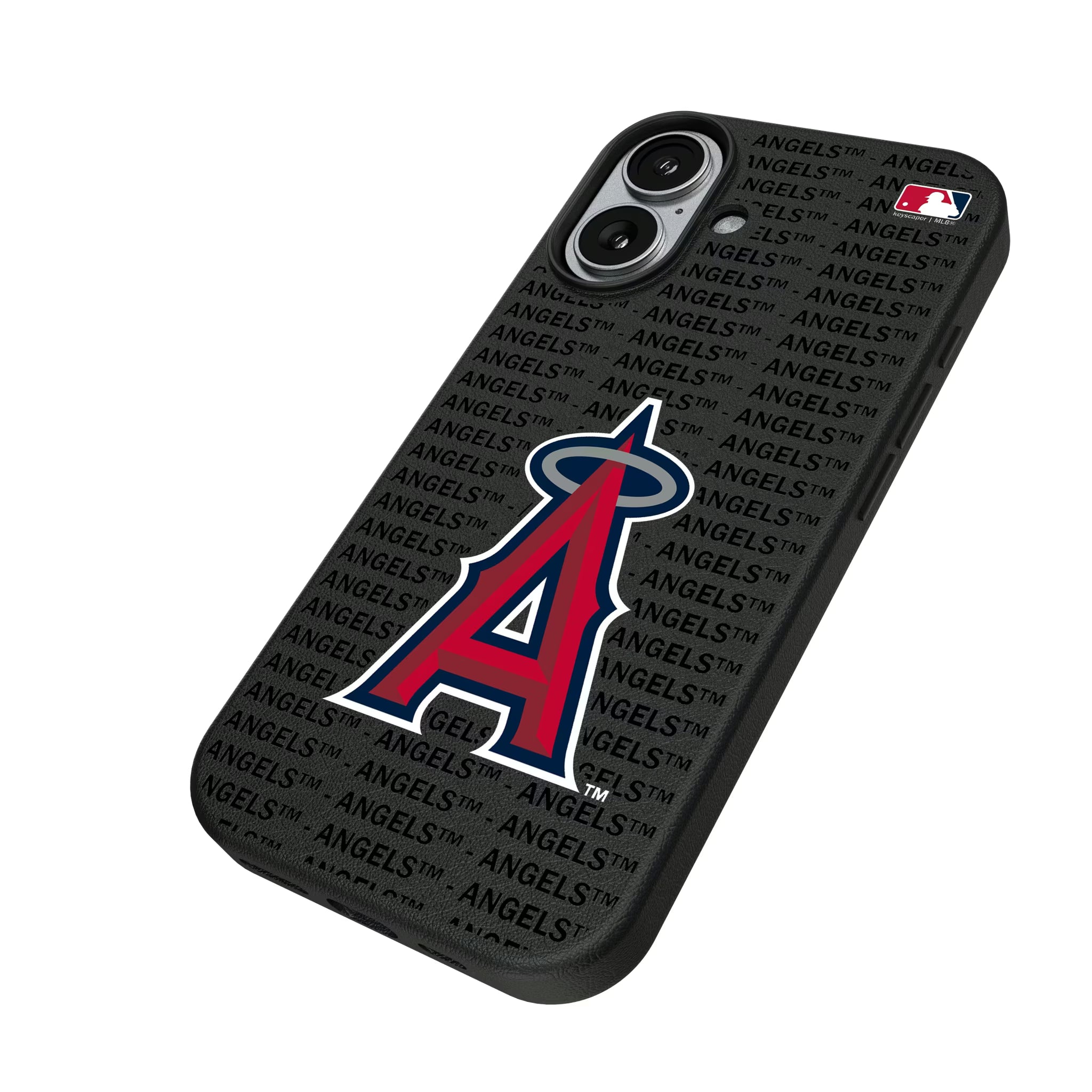 Los Angeles Angels Text Backdrop iPhone MagSafe Compatible Phone Case for Apple iPhone - Isometric View#Device_iPhone 17