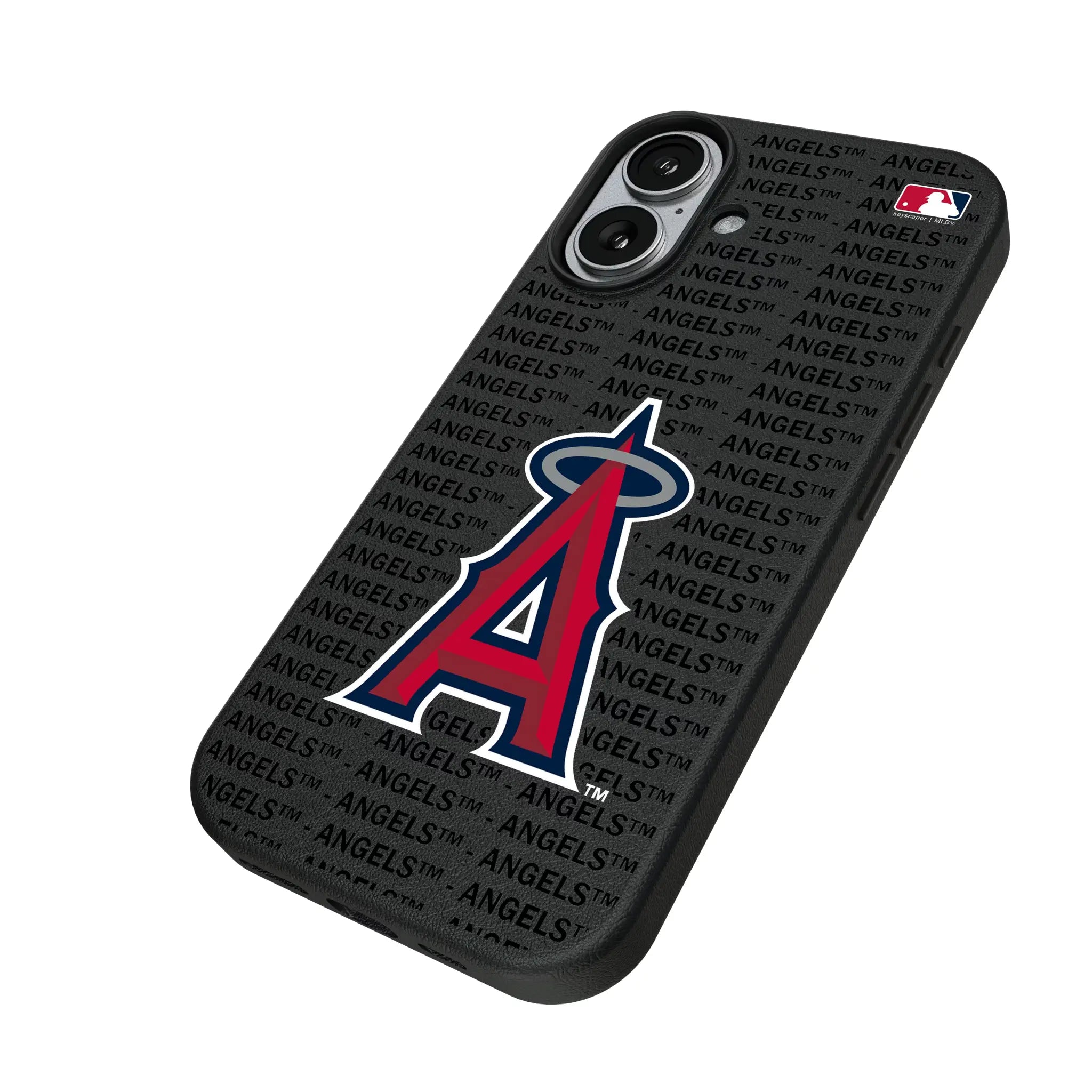 Los Angeles Angels Text Backdrop iPhone MagSafe Compatible Phone Case for Apple iPhone - Isometric View#Device_iPhone 17