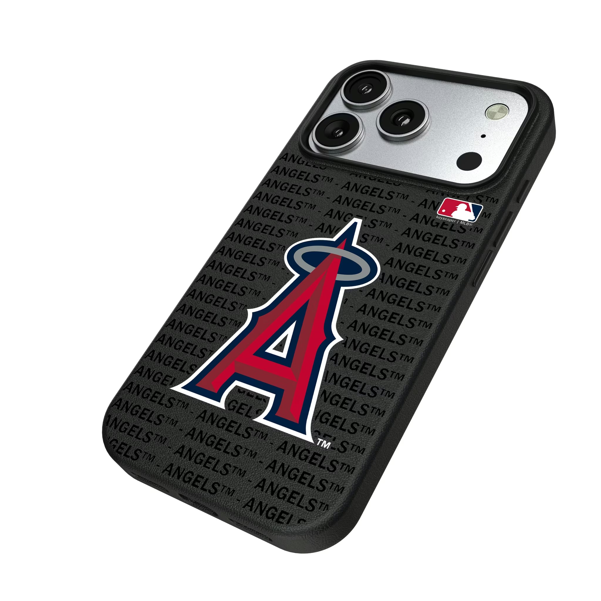 Los Angeles Angels Text Backdrop iPhone MagSafe Compatible Phone Case for Apple iPhone - Isometric View#Device_iPhone 17 Pro