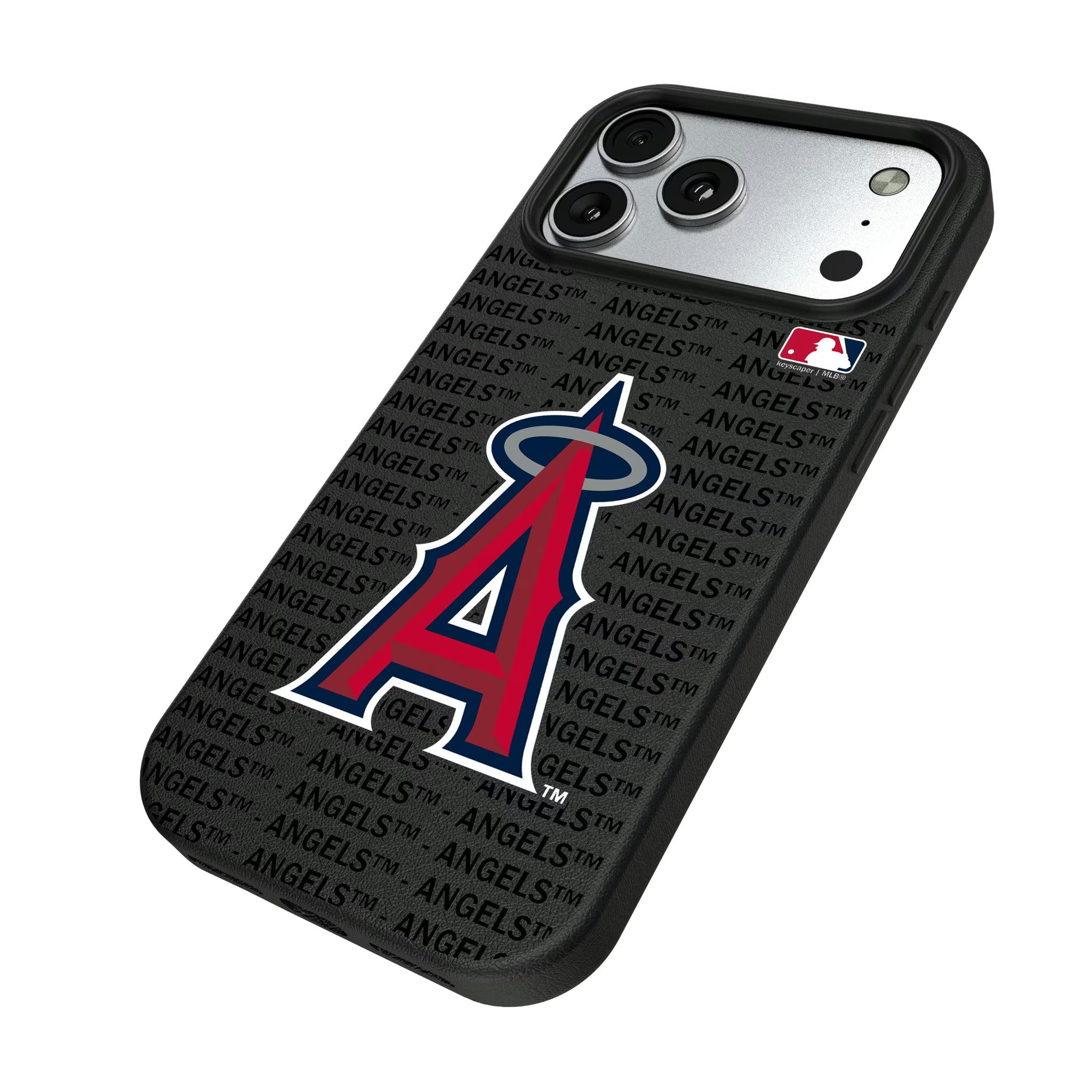 Los Angeles Angels Text Backdrop iPhone MagSafe Compatible Phone Case for Apple iPhone - Isometric View#Device_iPhone 17 Pro Max