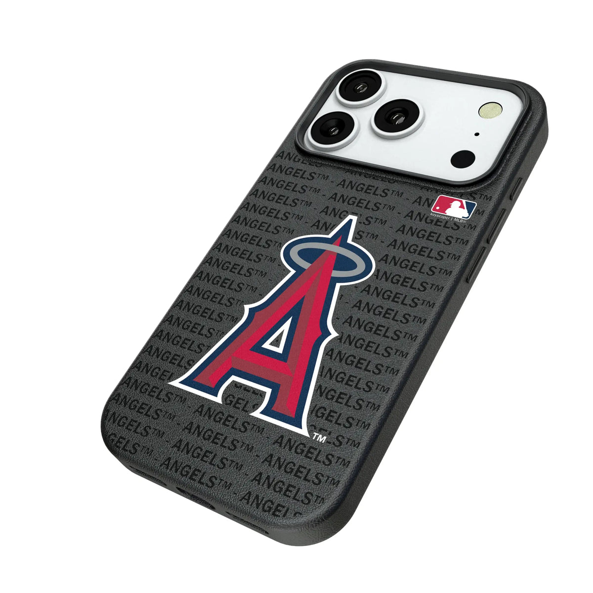 Los Angeles Angels Text Backdrop iPhone MagSafe Compatible Phone Case for Apple iPhone - Isometric View#Device_iPhone 18 Pro