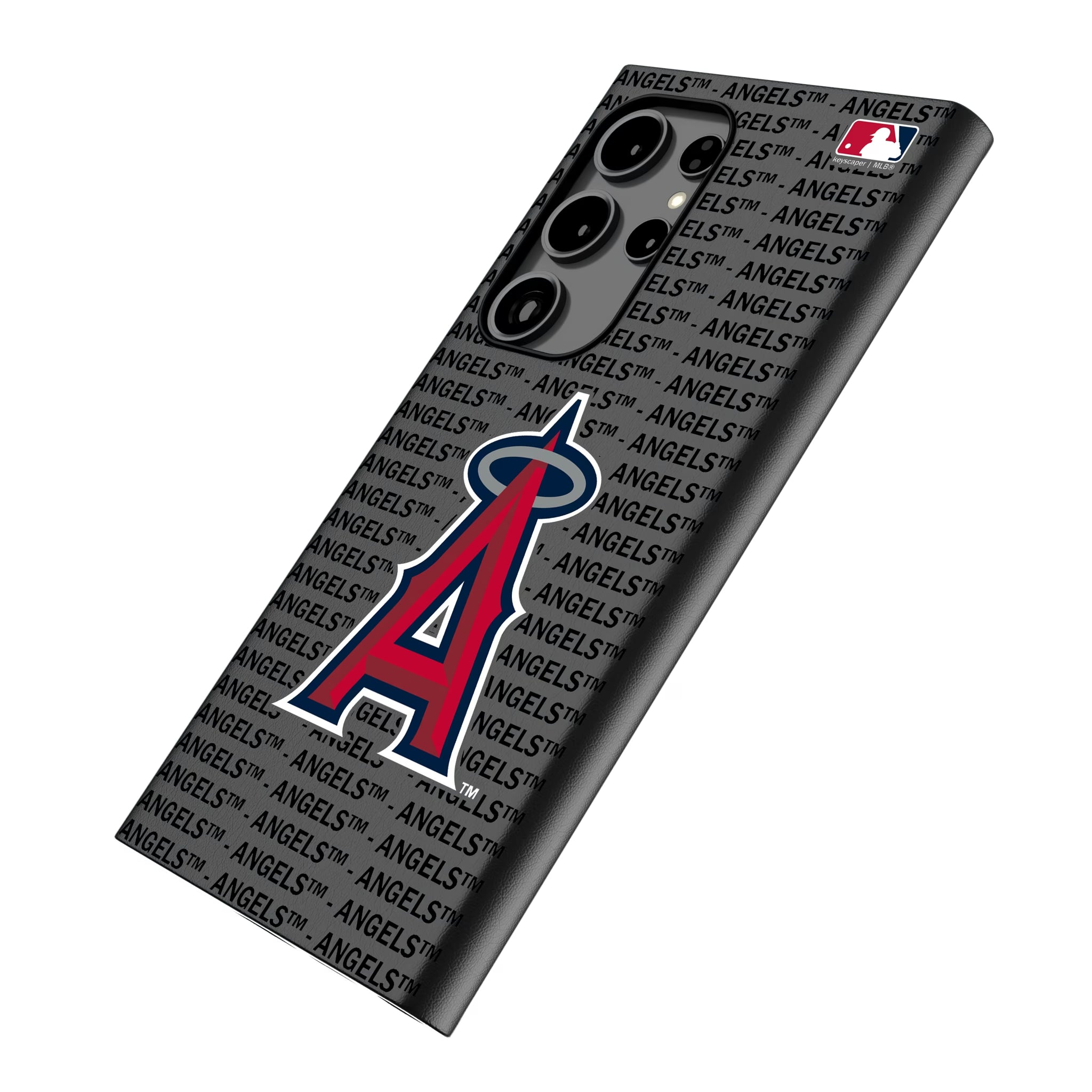 Los Angeles Angels Text Backdrop Galaxy MagSafe Compatible Phone Case for Samsung Galaxy - Isometric View