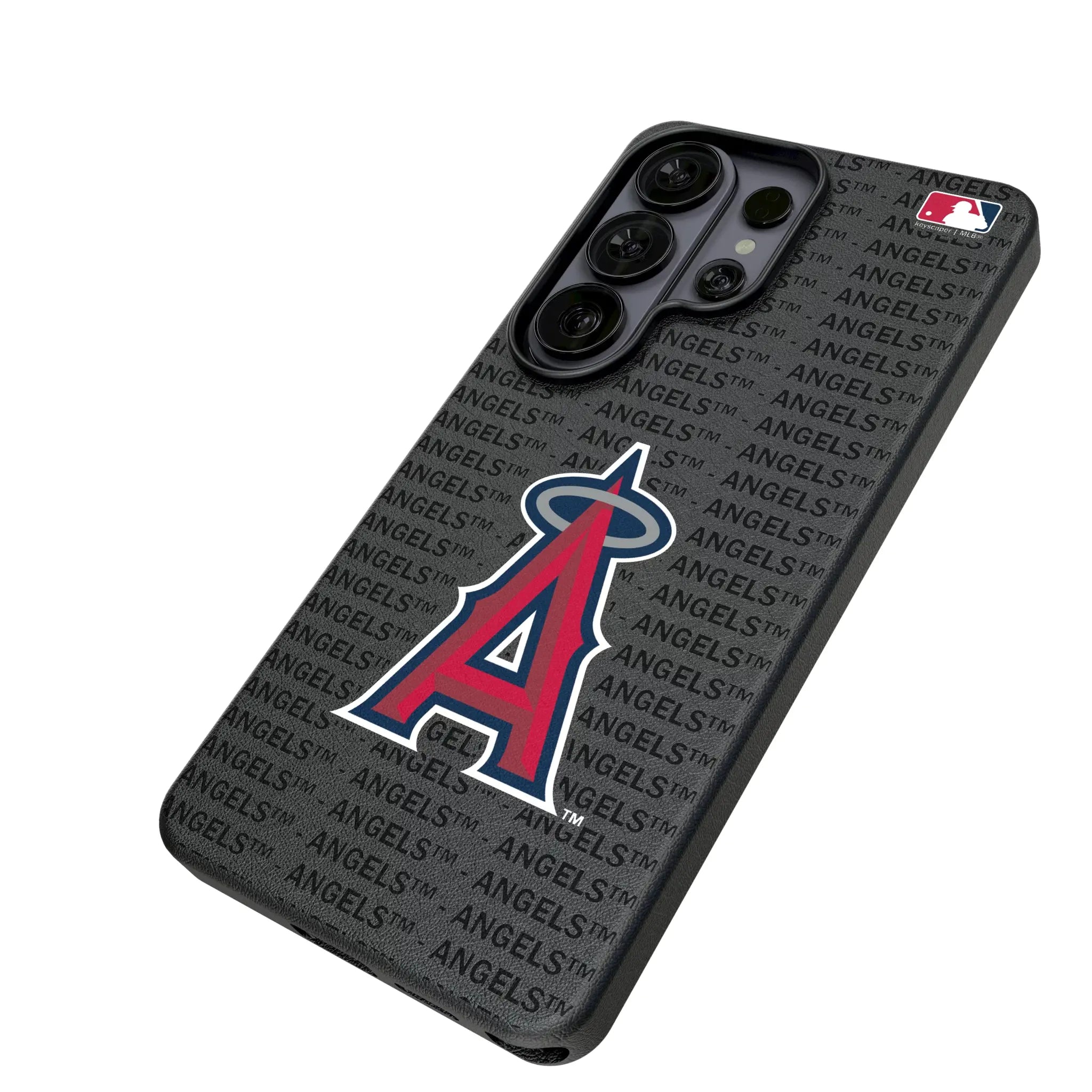 Los Angeles Angels Text Backdrop Galaxy MagSafe Compatible Phone Case for Samsung Galaxy - Isometric View#Device_Galaxy S26 Ultra