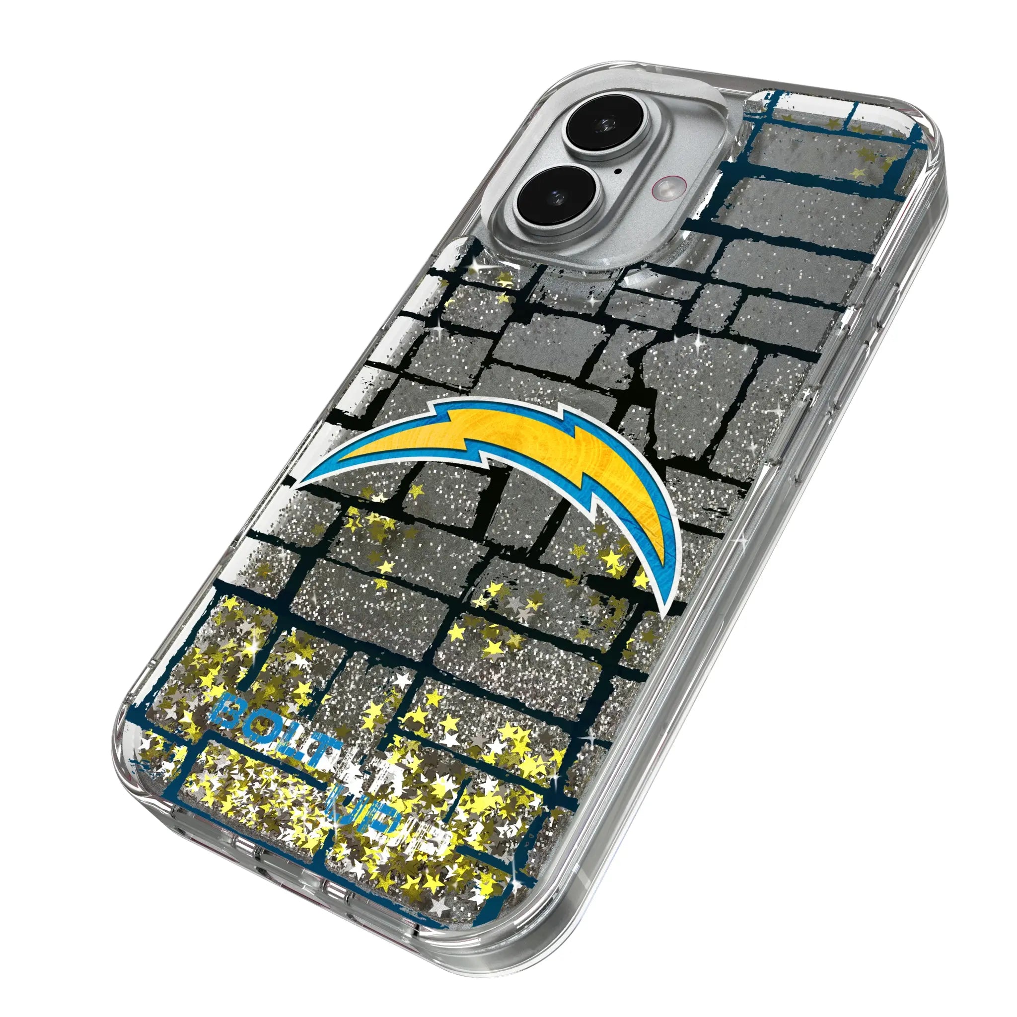 Los Angeles Chargers Brick iPhone Glitter Phone Case for Apple iPhone - Isometric View
