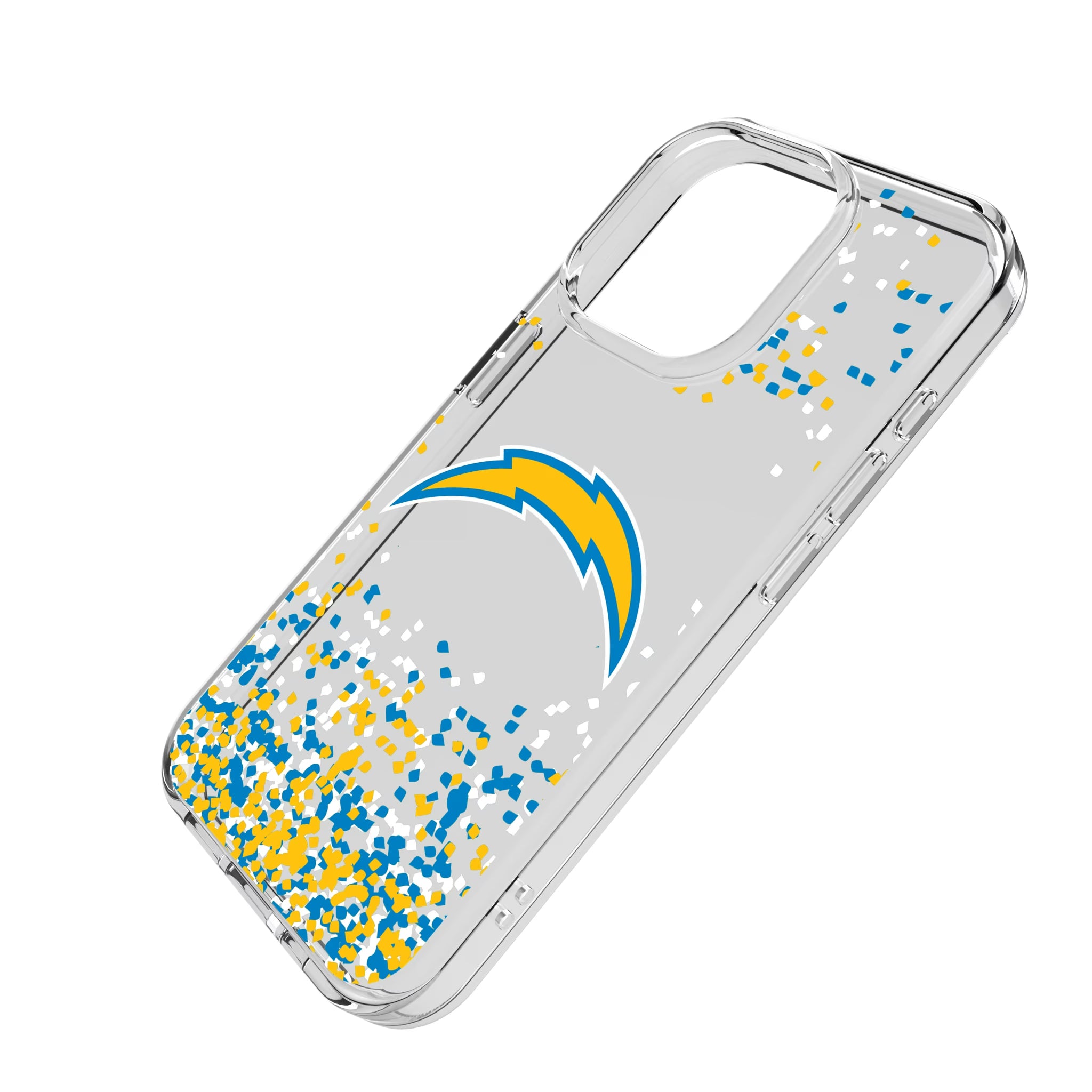 Los Angeles Chargers Confetti iPhone Clear Phone Case for Apple iPhone - Isometric View