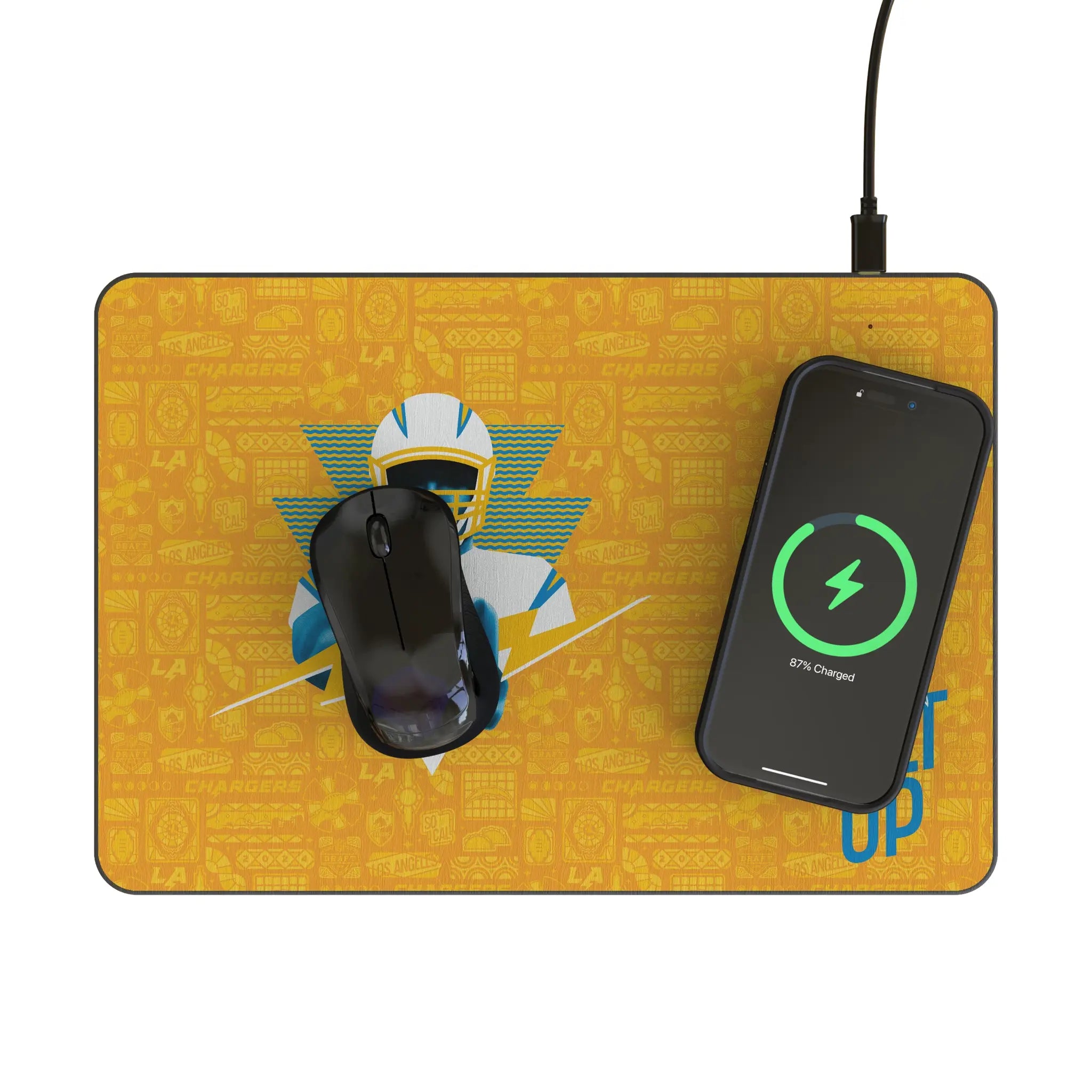 Los Angeles Chargers Deco 15-Watt Wireless Charger and Mouse Pad - Lifestyle