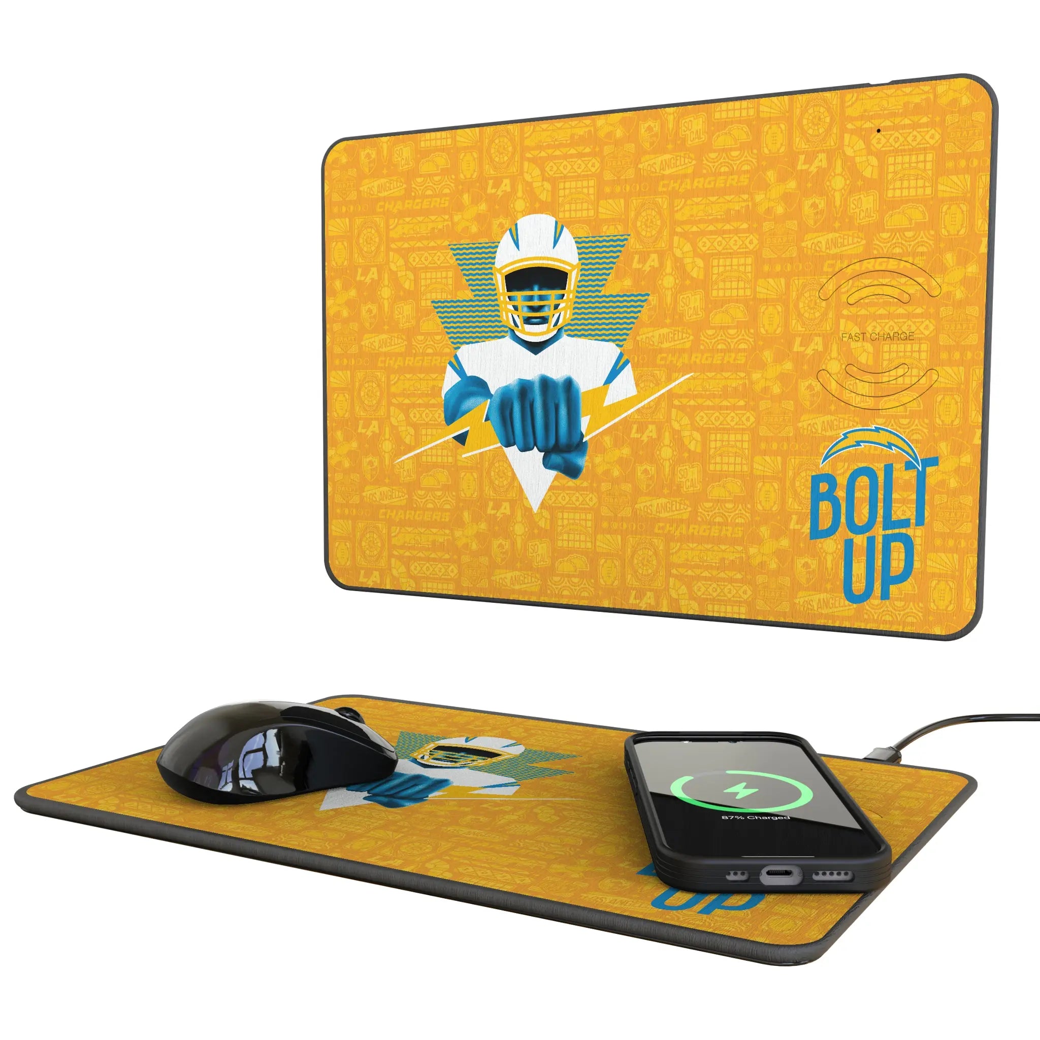 Los Angeles Chargers Deco 15-Watt Wireless Charger and Mouse Pad