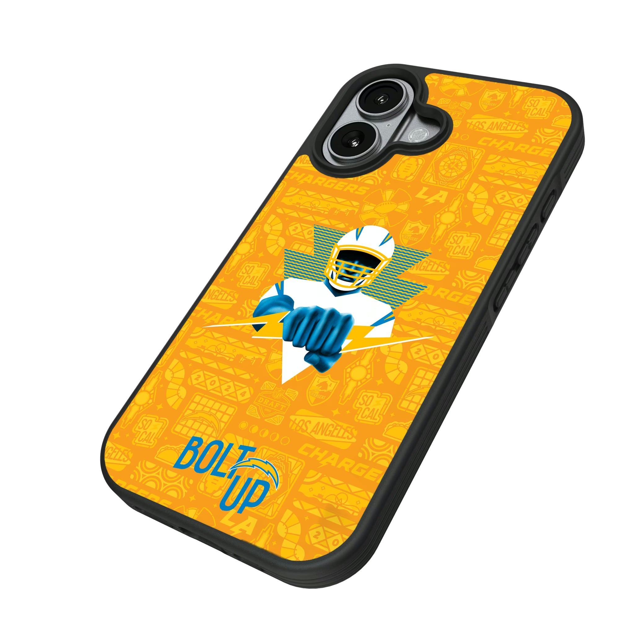 Los Angeles Chargers Deco iPhone Bump Phone Case for Apple iPhone - Isometric View#Device_iPhone 17