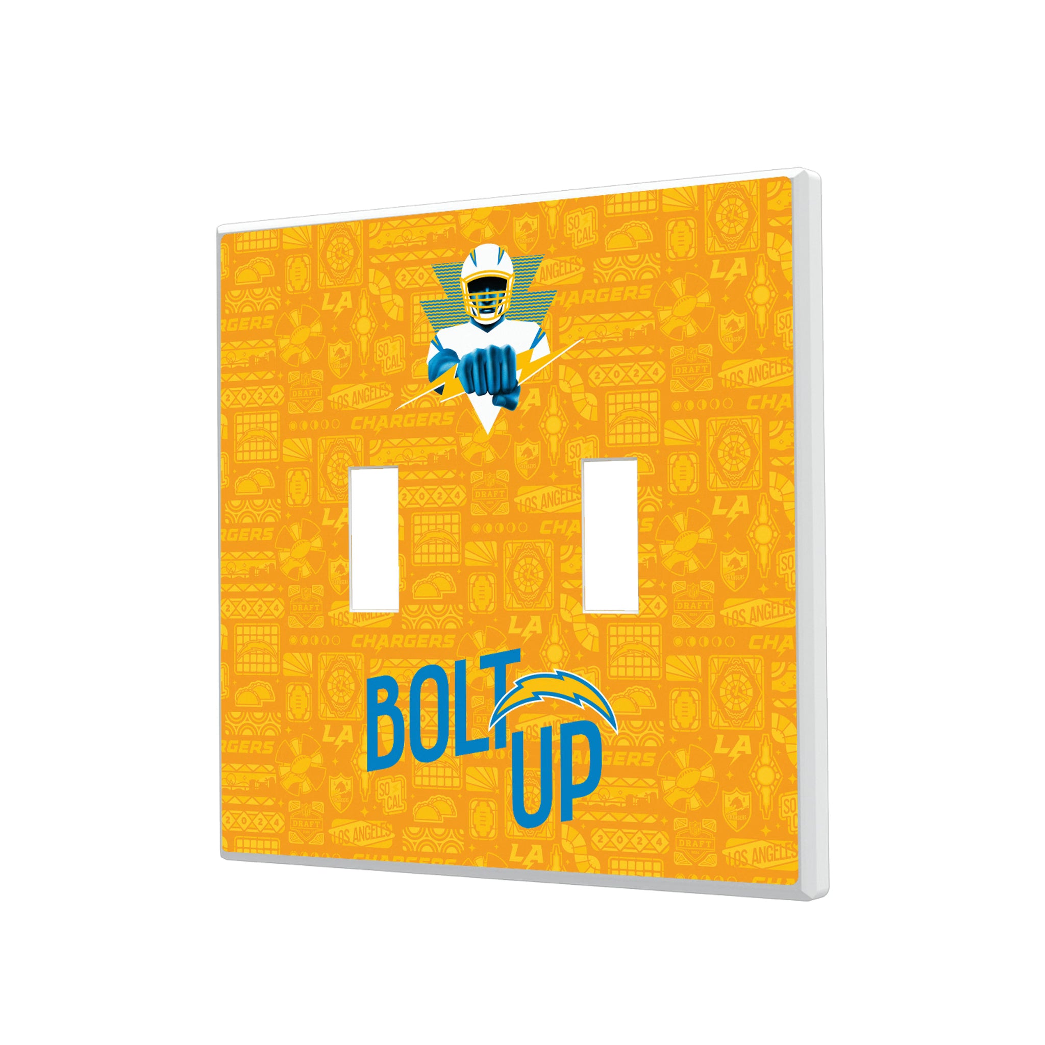Los Angeles Chargers Deco Hidden-Screw Light Switch Plate#Style_Double Toggle