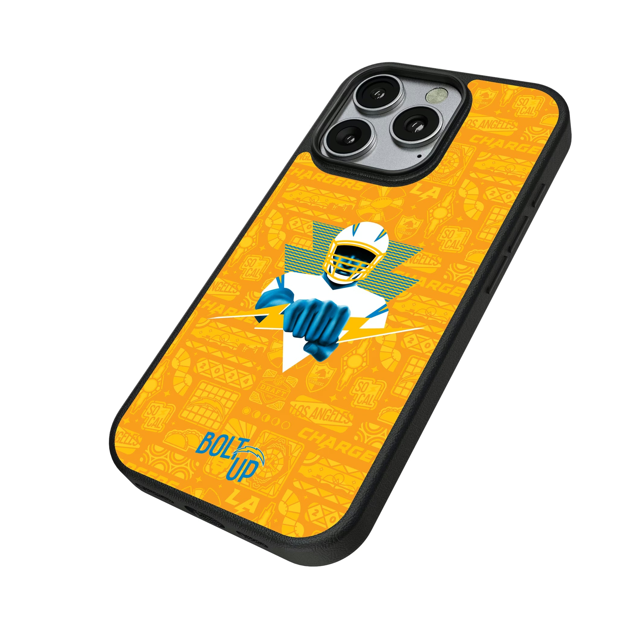 Los Angeles Chargers Deco iPhone MagSafe Compatible Phone Case for Apple iPhone - Isometric View