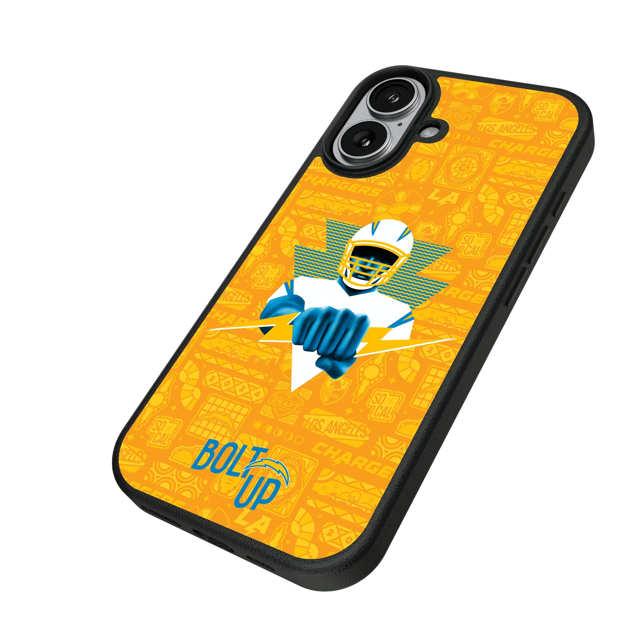 Los Angeles Chargers Deco iPhone MagSafe Compatible Phone Case for Apple iPhone - Isometric View#Device_iPhone 17