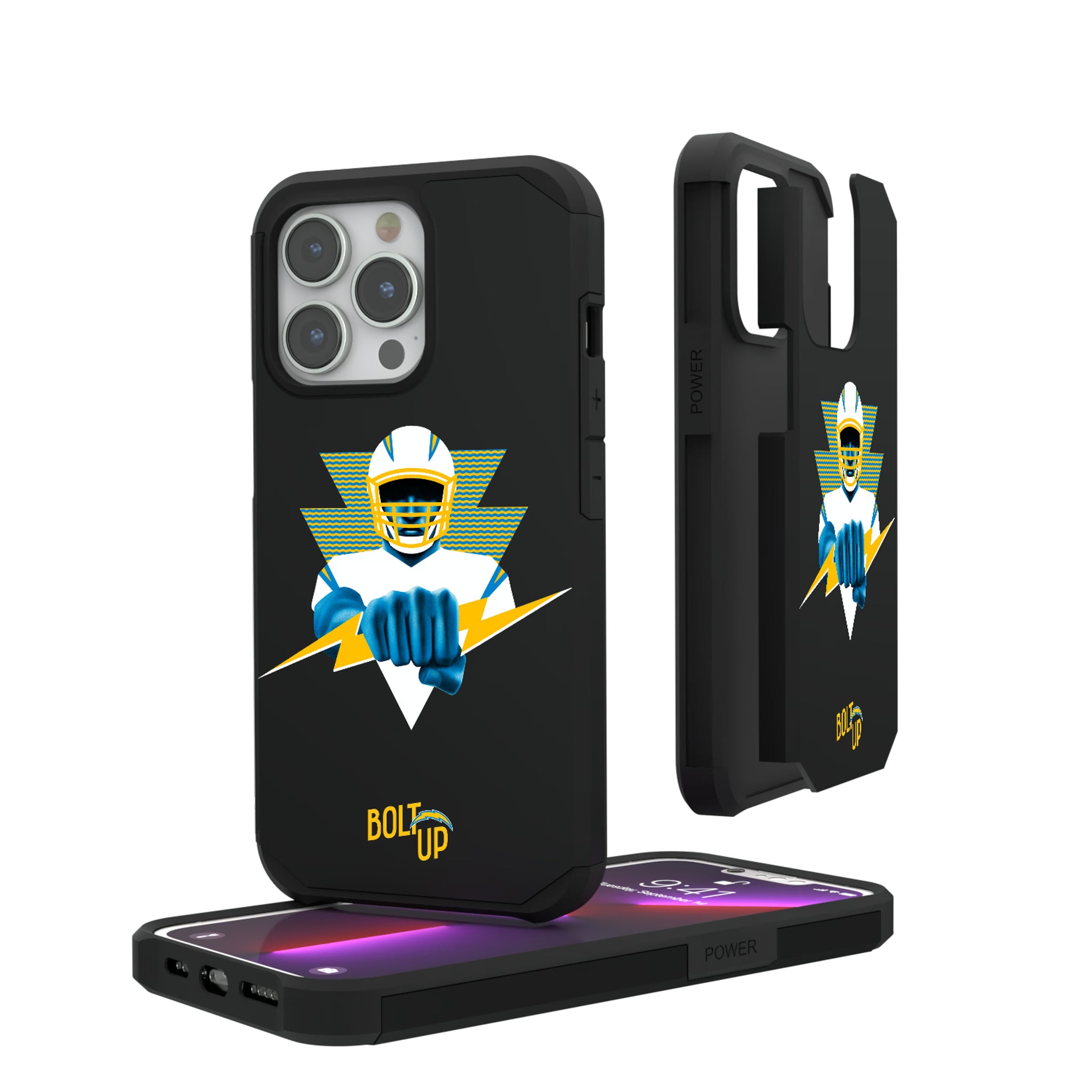 Los Angeles Chargers Deco iPhone Rugged Phone Case for Apple iPhone#Device_iPhone 13 Pro