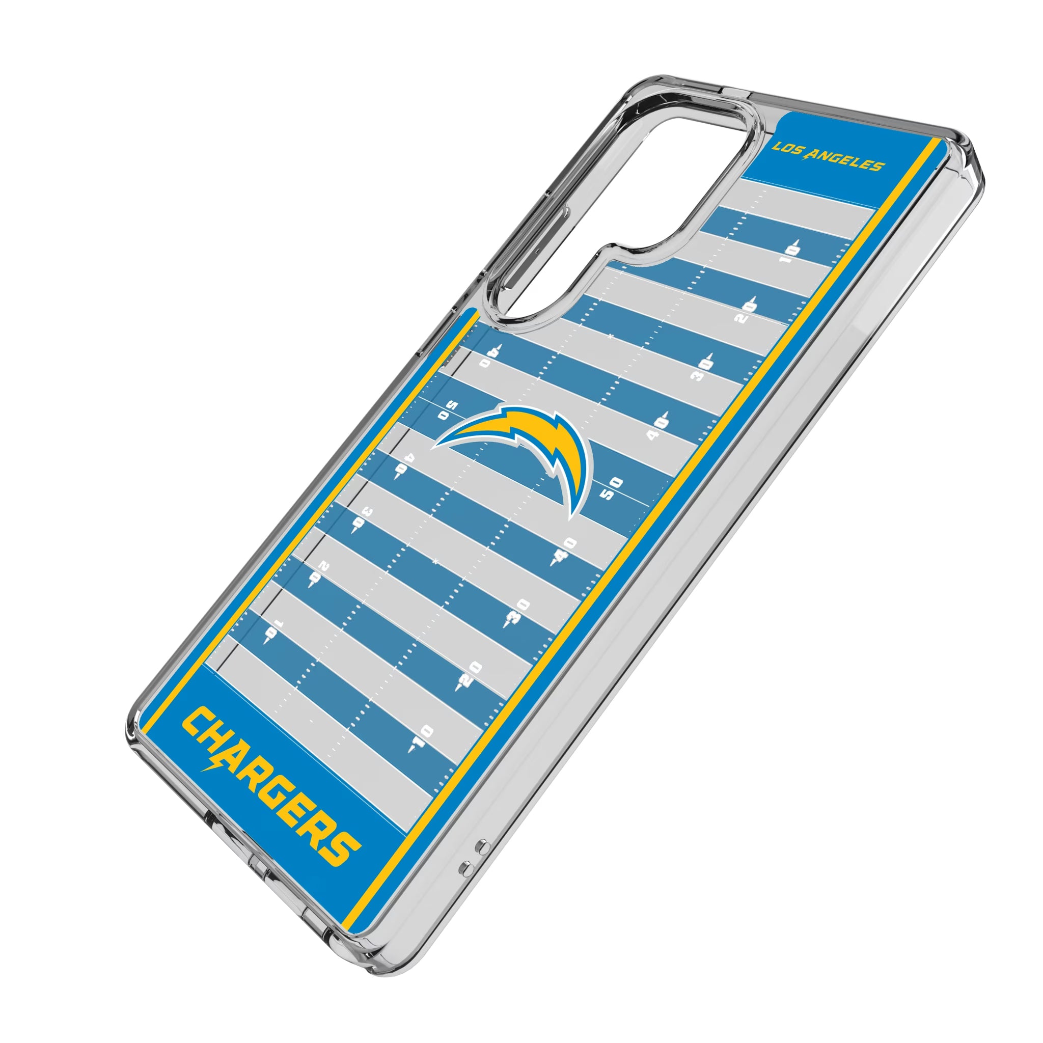 Los Angeles Chargers Field Galaxy Clear Phone Case for Samsung Galaxy - Isometric View