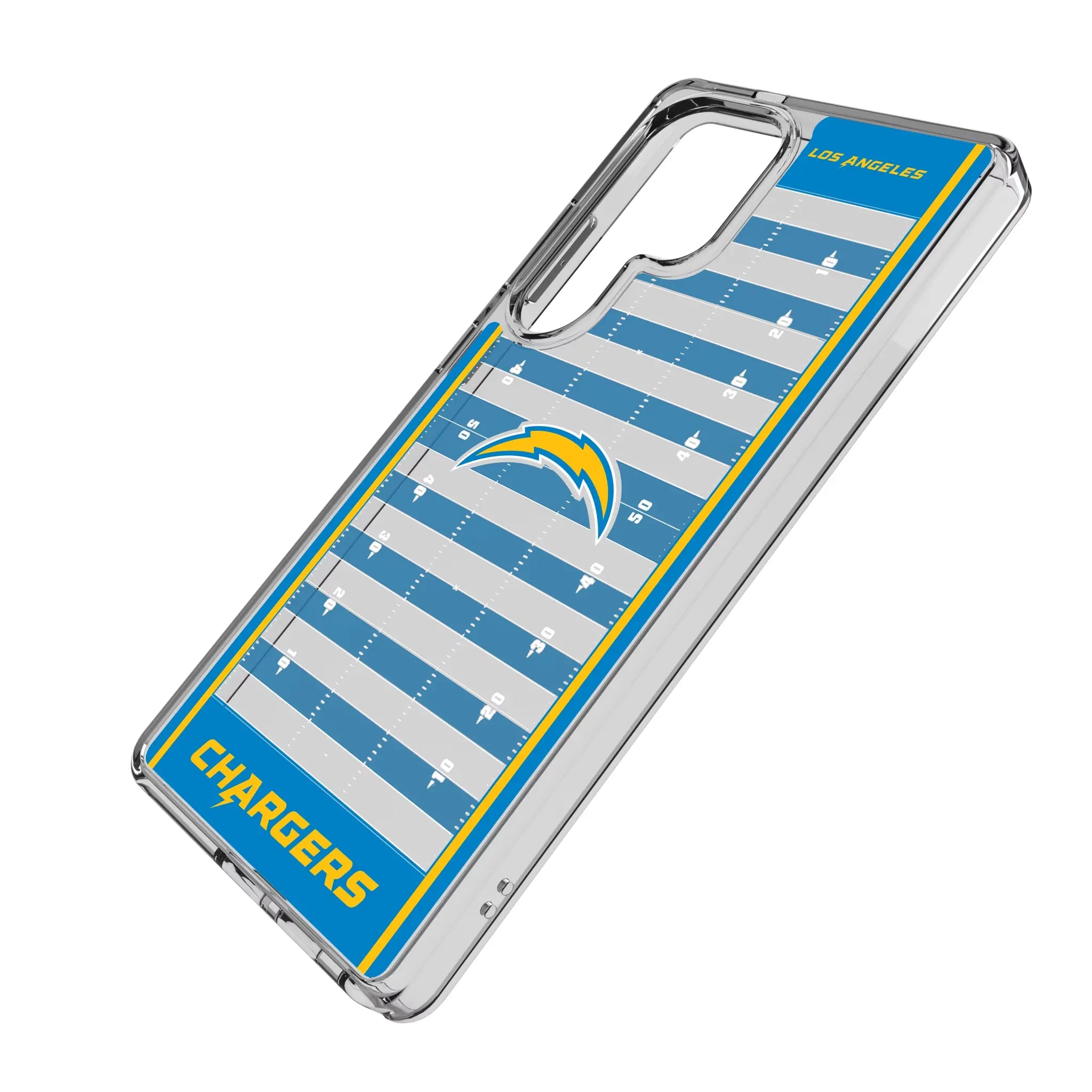 Los Angeles Chargers Field Galaxy Clear Phone Case for Samsung Galaxy - Isometric View#Device_Galaxy S25 Ultra