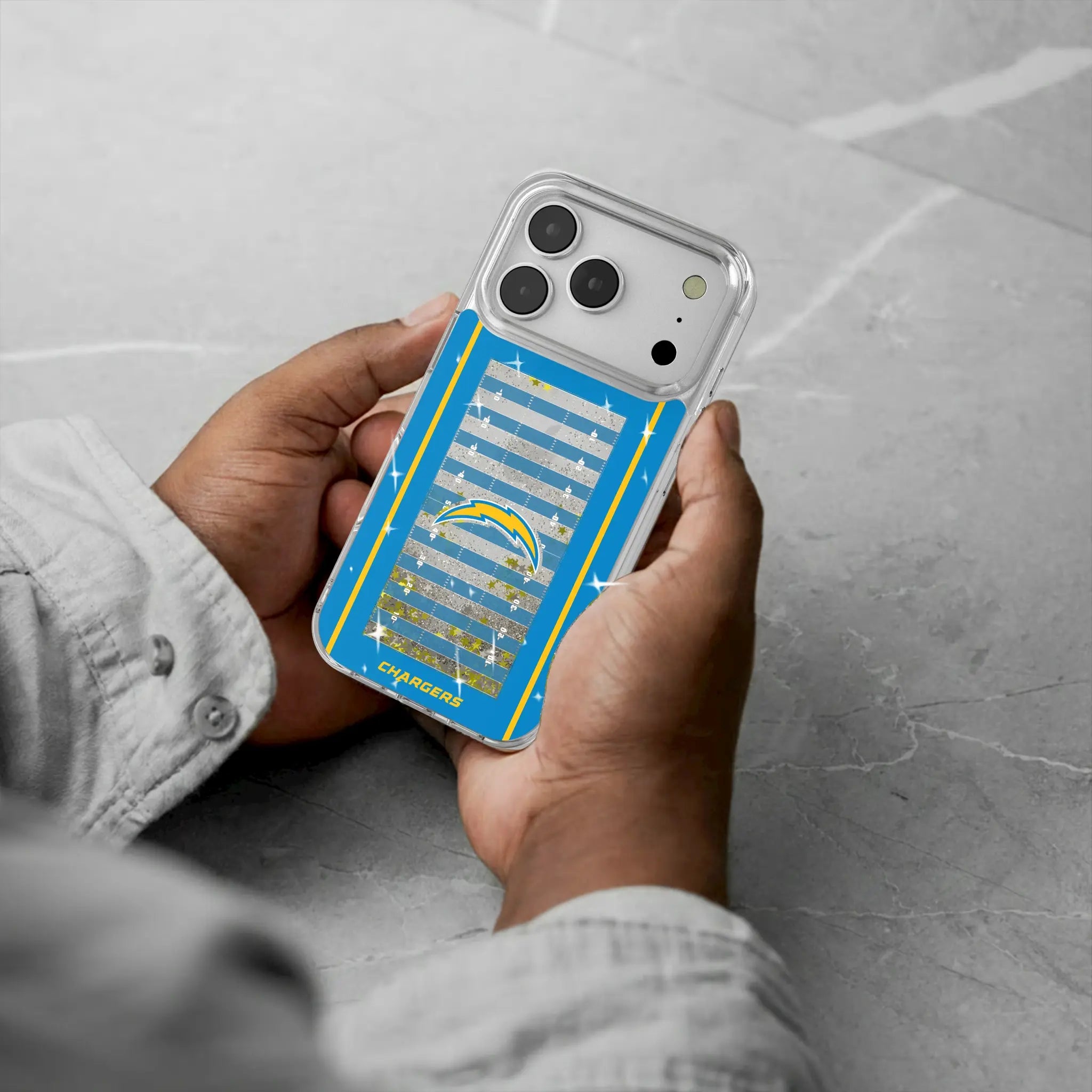 Los Angeles Chargers Field iPhone Glitter Phone Case for Apple iPhone - Lifestyle