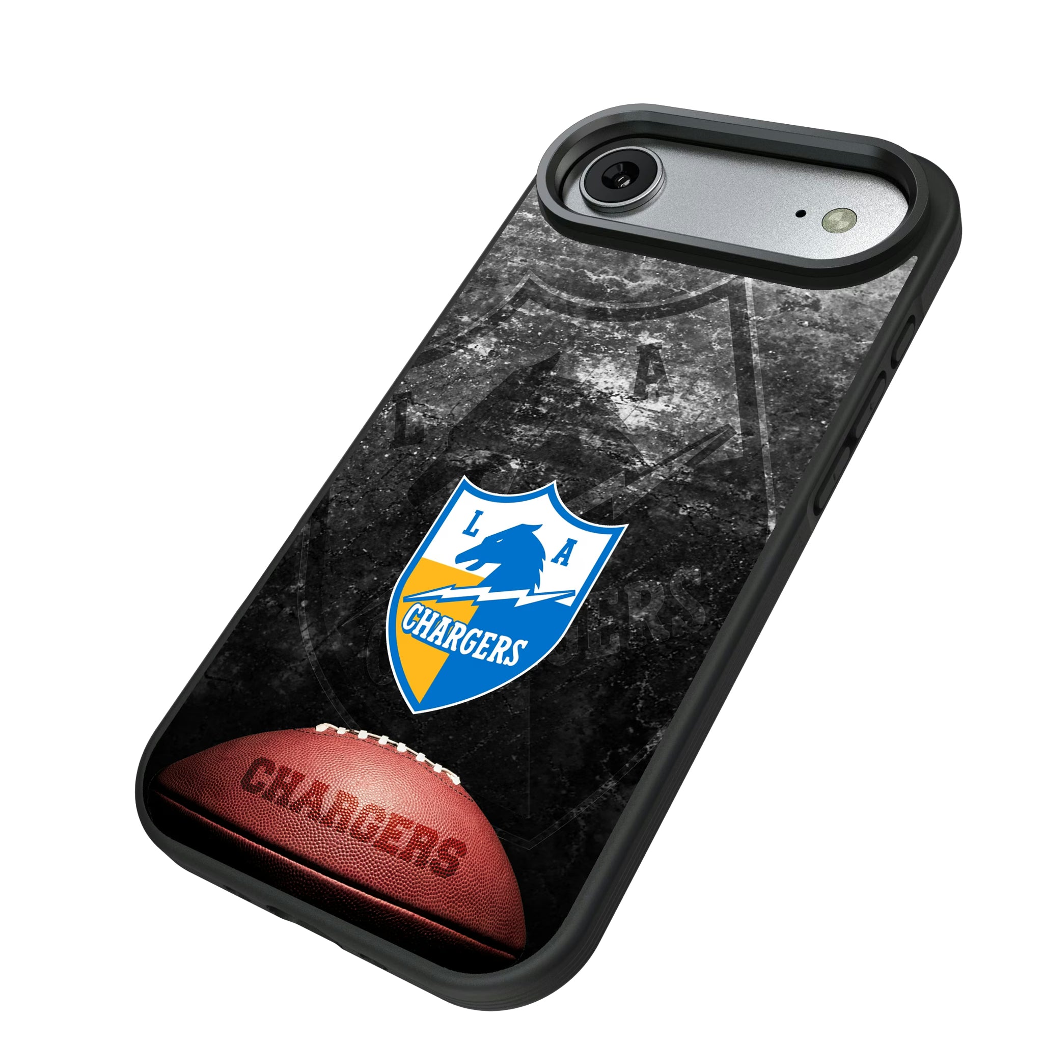 Los Angeles Chargers Historic Collection Legendary iPhone Bump Phone Case for Apple iPhone - Isometric View#Device_iPhone Air