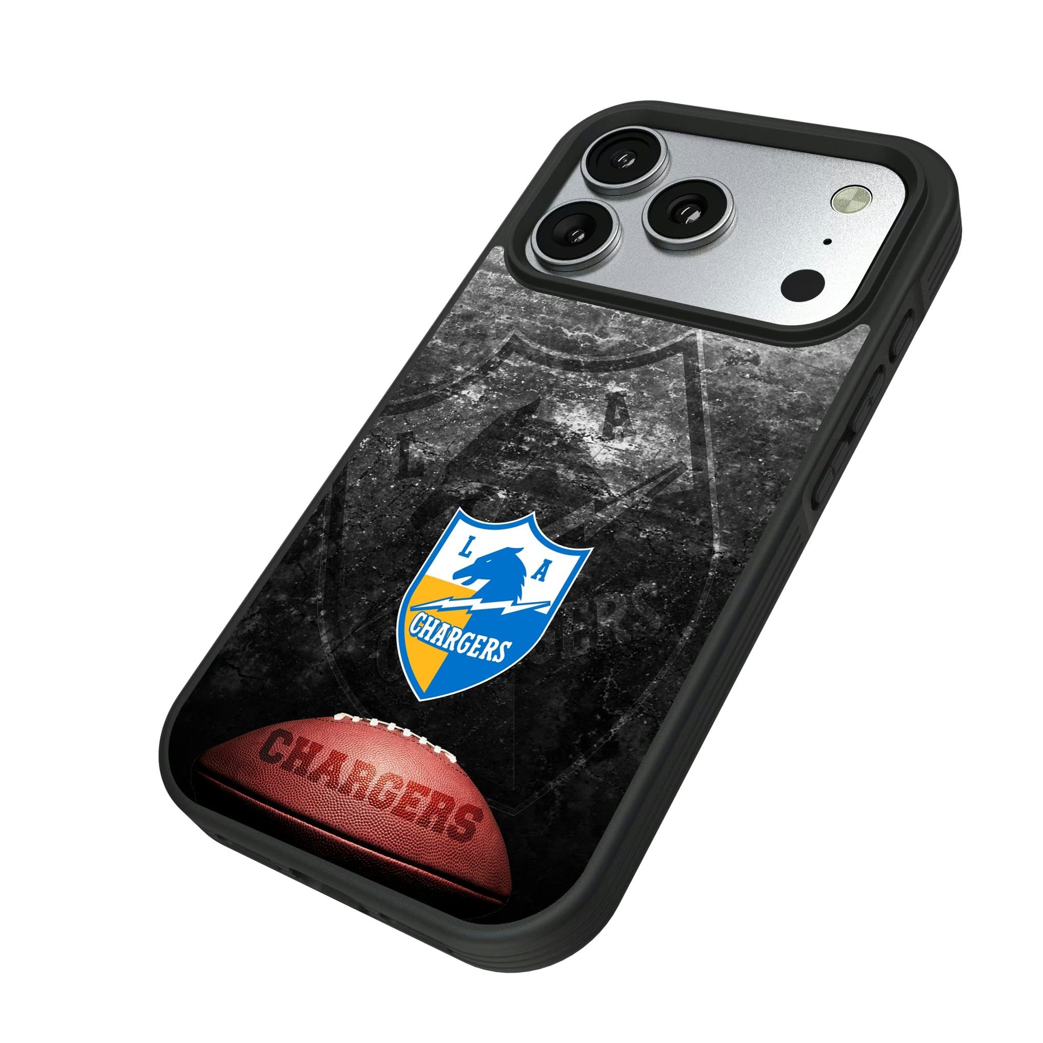 Los Angeles Chargers Historic Collection Legendary iPhone Bump Phone Case for Apple iPhone - Isometric View#Device_iPhone 17 Pro
