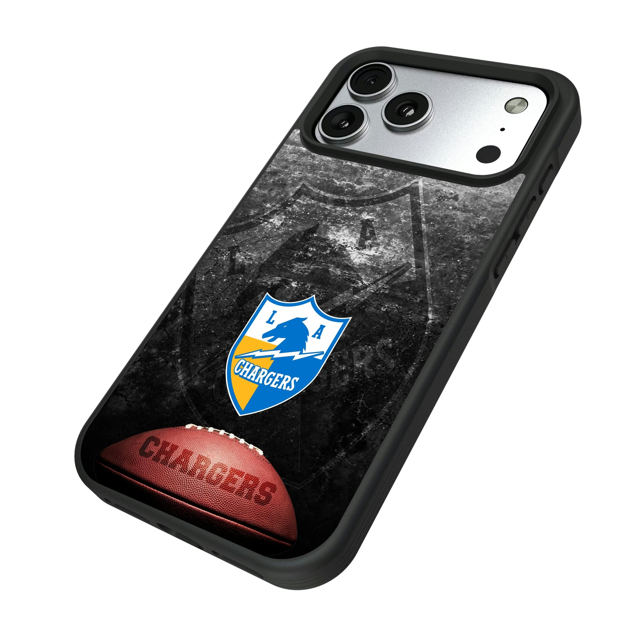 Los Angeles Chargers Historic Collection Legendary iPhone Bump Phone Case for Apple iPhone - Isometric View#Device_iPhone 17 Pro Max