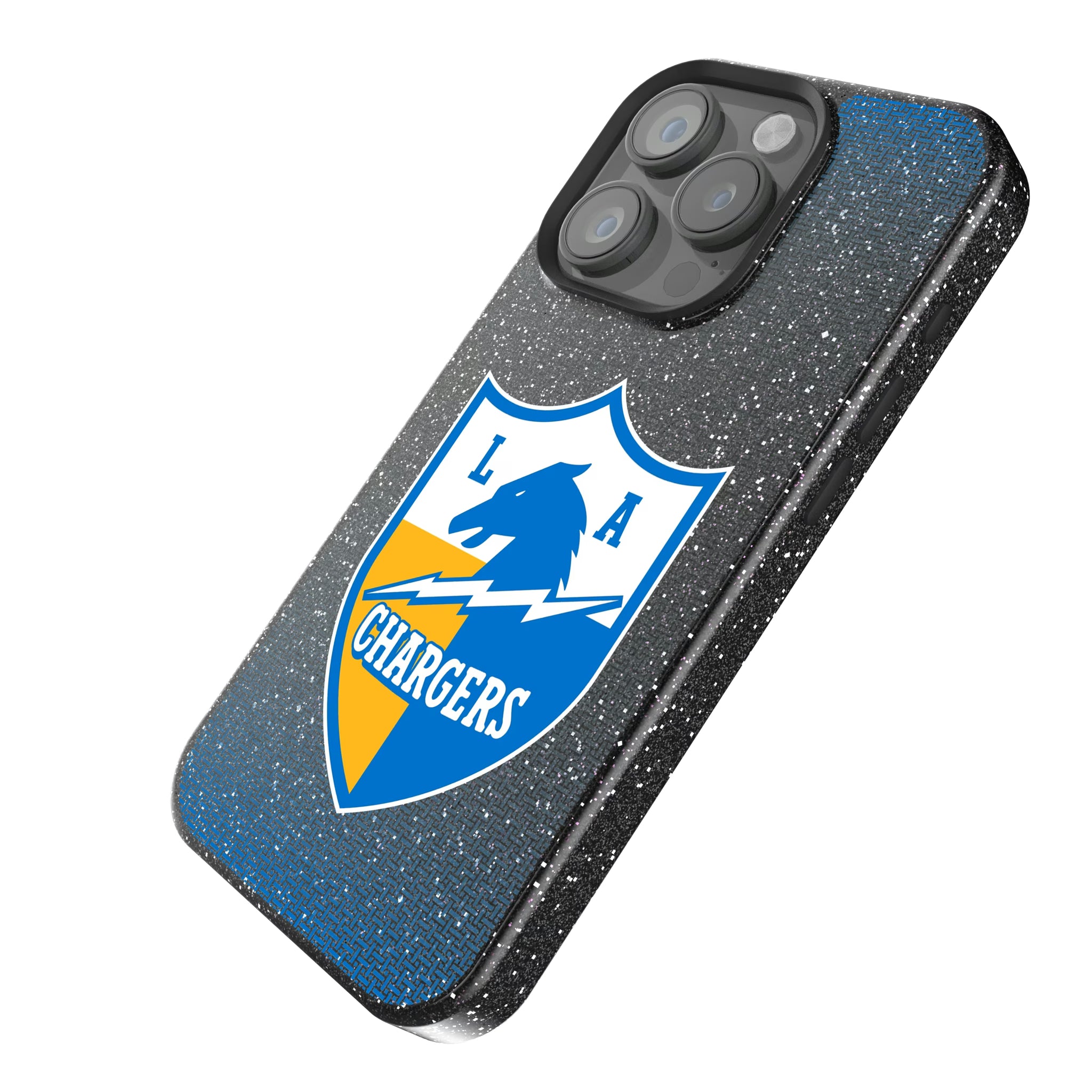 Los Angeles Chargers Historic Collection Linen iPhone Bling Phone Case for Apple iPhone - Isometric View
