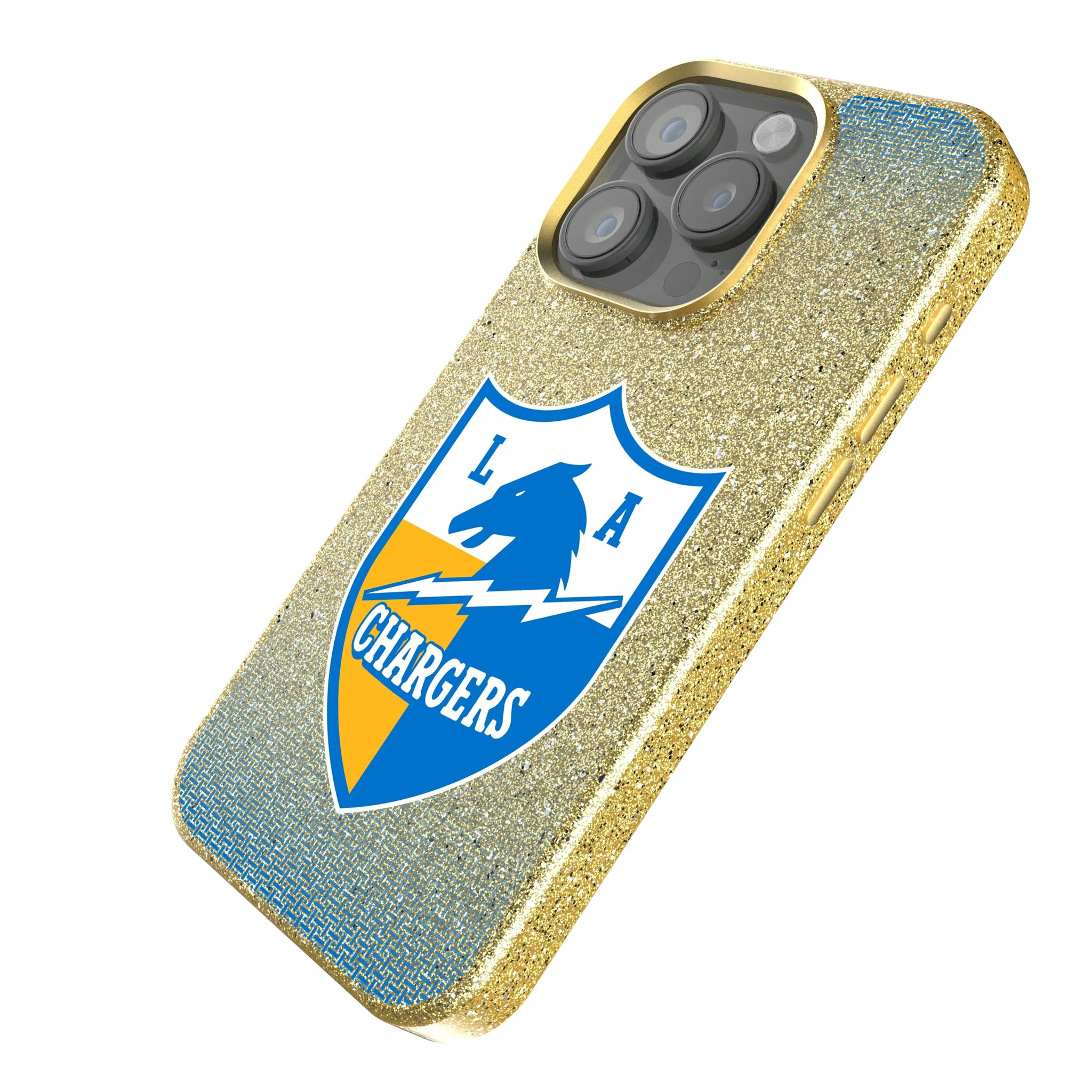 Los Angeles Chargers Historic Collection Linen iPhone Bling Phone Case for Apple iPhone - Isometric View