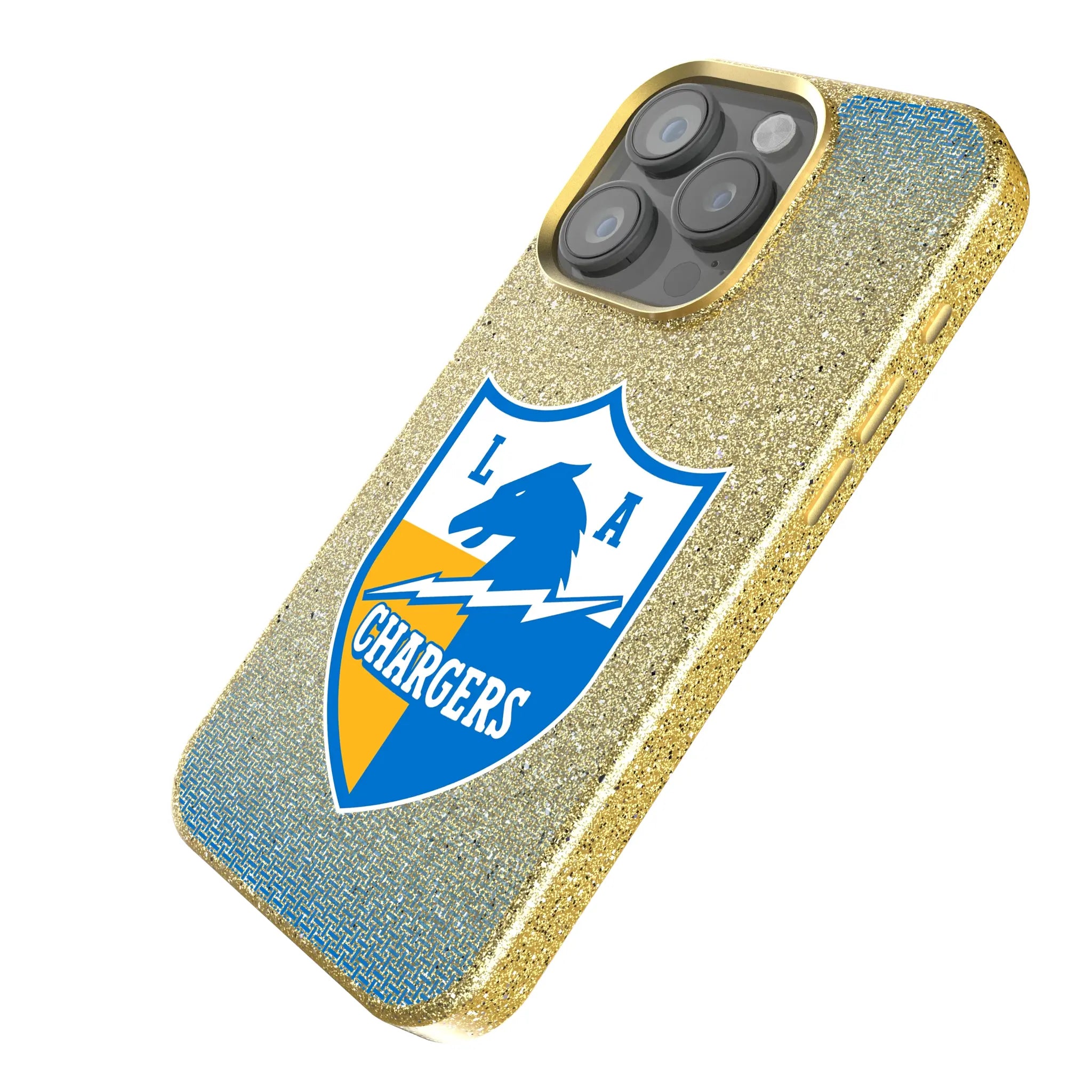 Los Angeles Chargers Historic Collection Linen iPhone Bling Phone Case for Apple iPhone - Isometric View