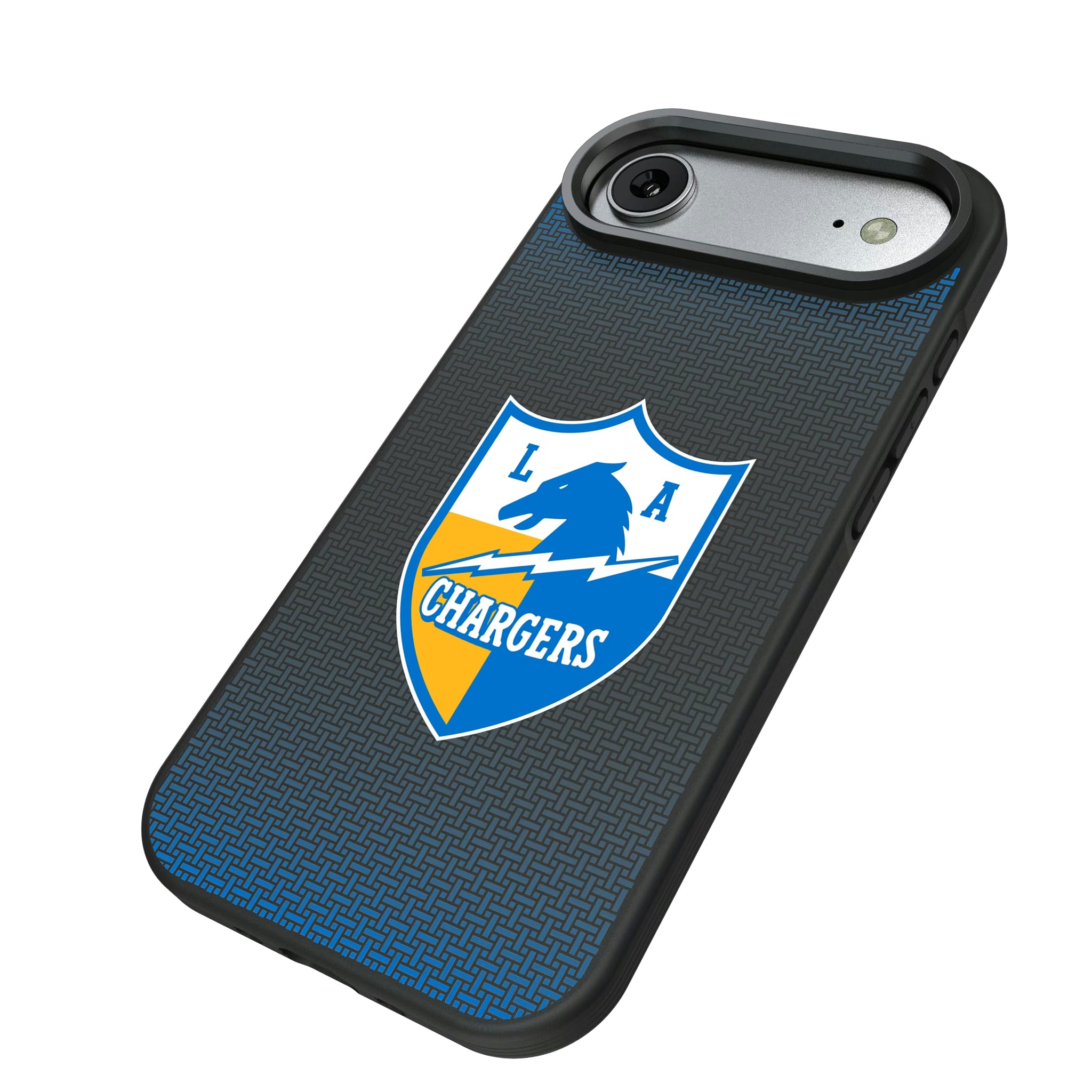 Los Angeles Chargers Historic Collection Linen iPhone Bump Phone Case for Apple iPhone - Isometric View#Device_iPhone Air