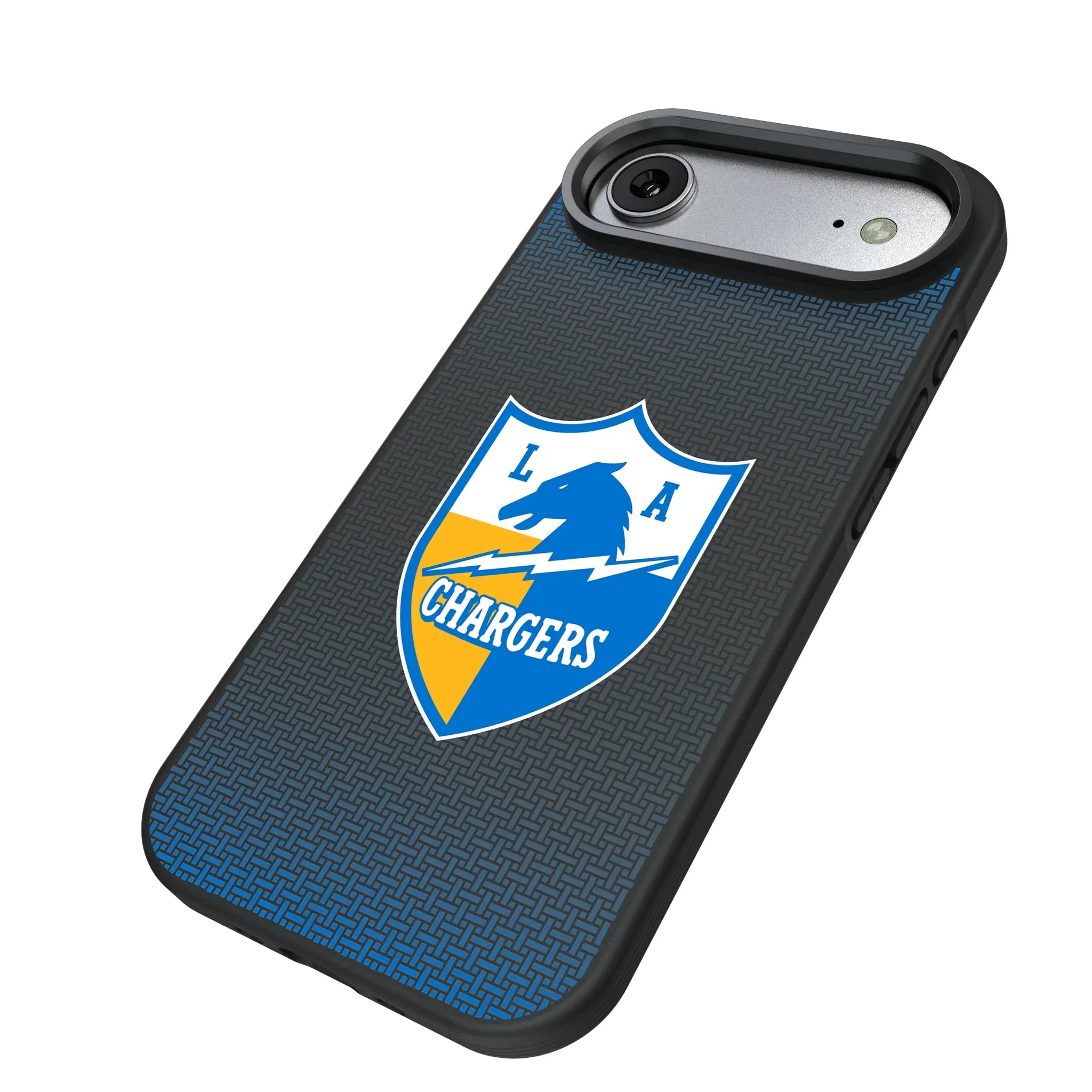 Los Angeles Chargers Historic Collection Linen iPhone Bump Phone Case for Apple iPhone - Isometric View#Device_iPhone Air