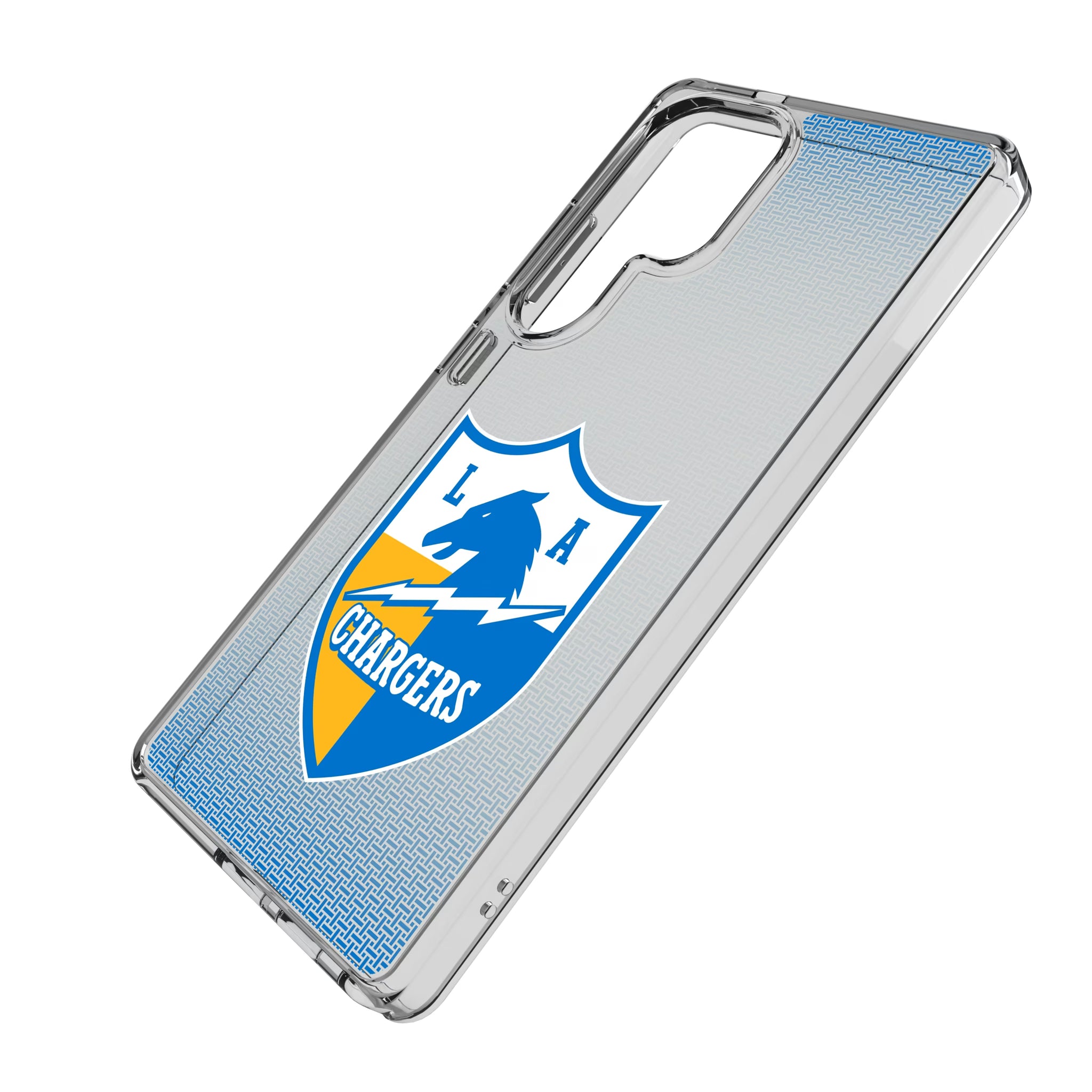 Los Angeles Chargers Historic Collection Linen Galaxy Clear Phone Case for Samsung Galaxy - Isometric View
