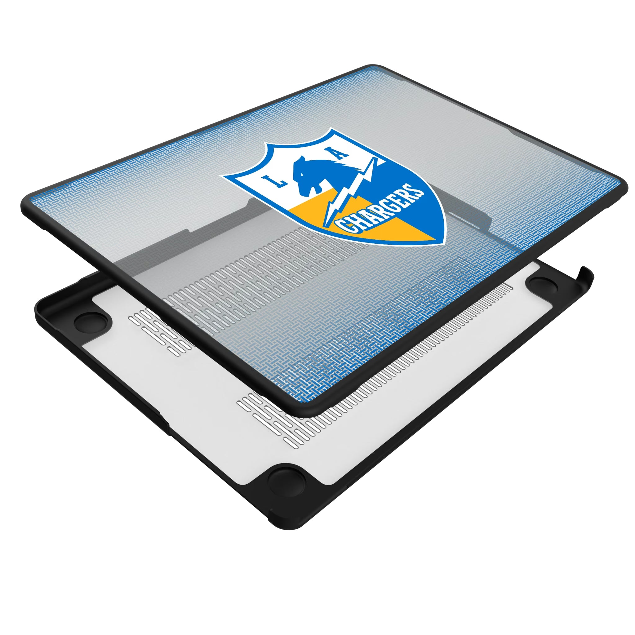 Los Angeles Chargers Historic Collection Linen MacBook Laptop Case for Apple MacBook - Isometric View#Device_MacBook Pro (14-inch, 2021) / MacBook Pro (14-inch, 2023) / MacBook Pro (14-inch, 2024)