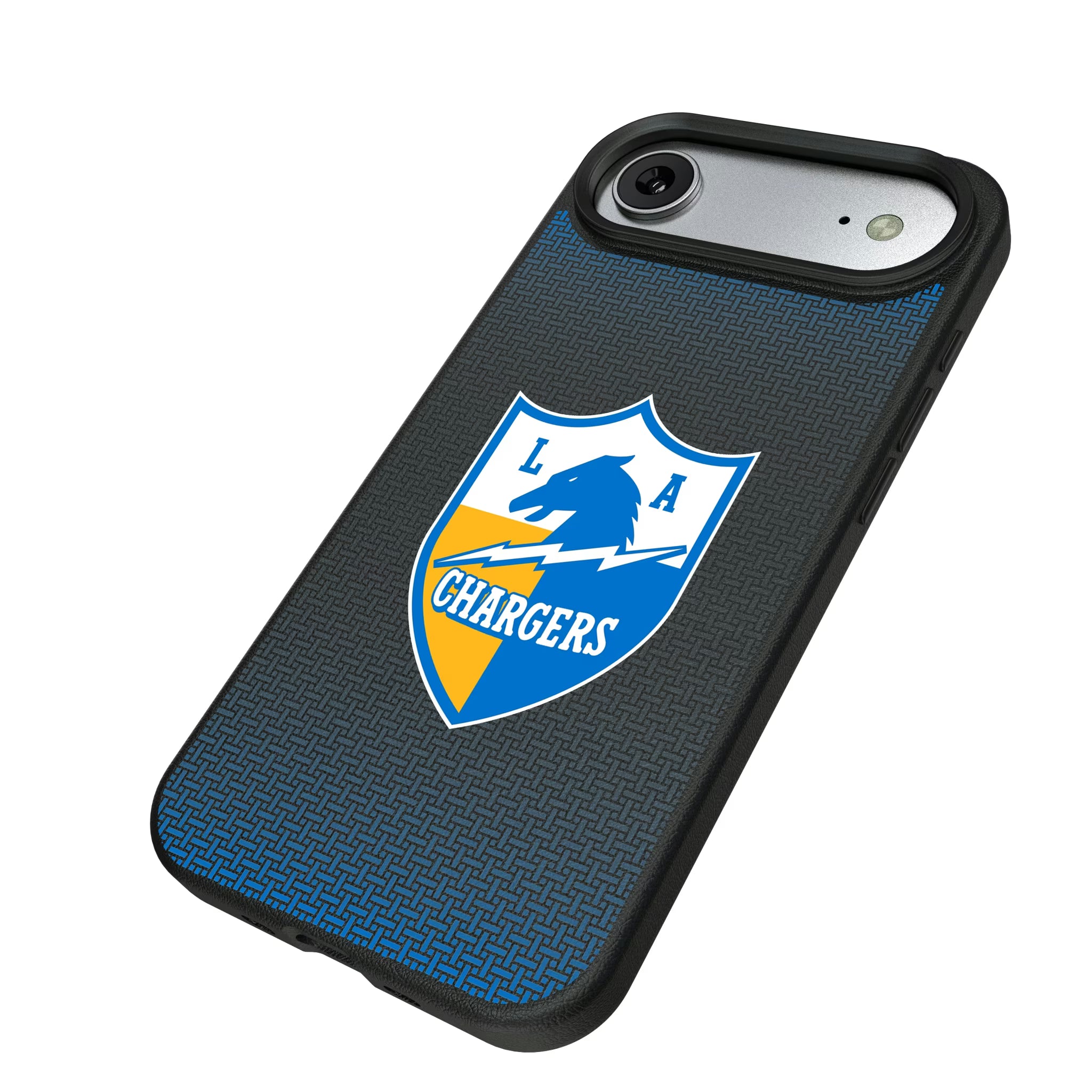 Los Angeles Chargers Historic Collection Linen iPhone MagSafe Compatible Phone Case for Apple iPhone - Isometric View#Device_iPhone Air