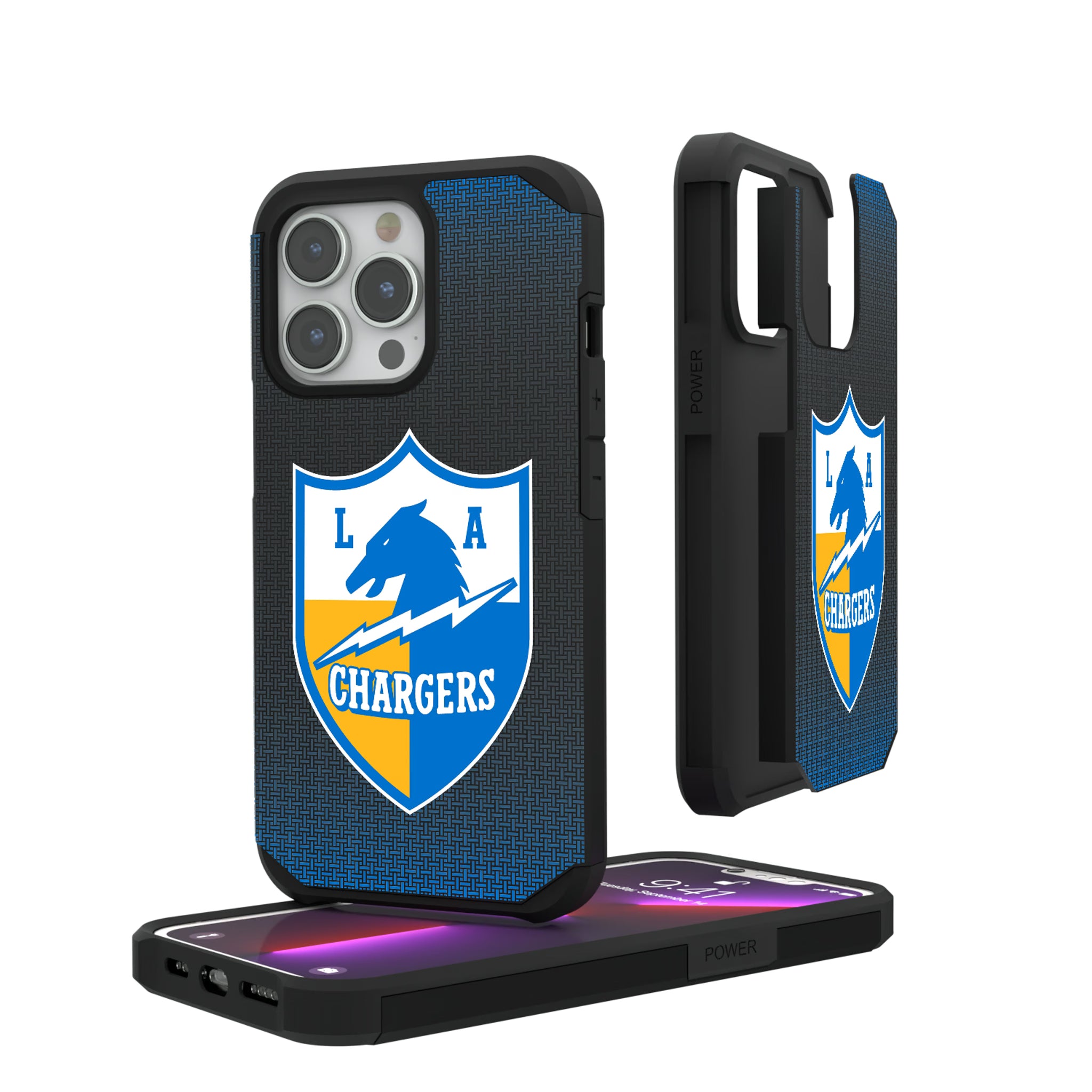 Los Angeles Chargers Historic Collection Linen iPhone Rugged Phone Case for Apple iPhone#Device_iPhone 13 Pro