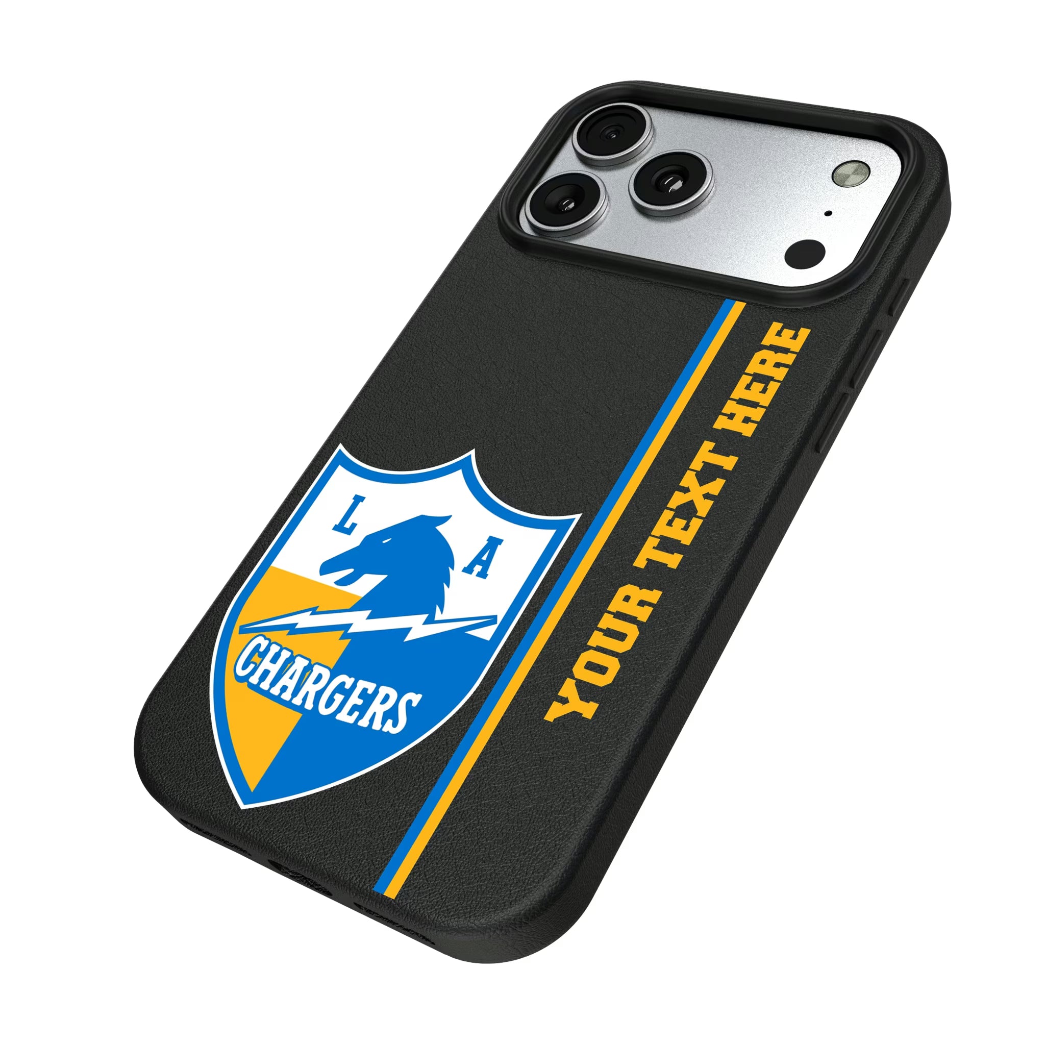 Los Angeles Chargers Historic Collection Personalized Sidebard iPhone MagSafe Compatible Phone Case for Apple iPhone - Isometric View#Device_iPhone 17 Pro Max